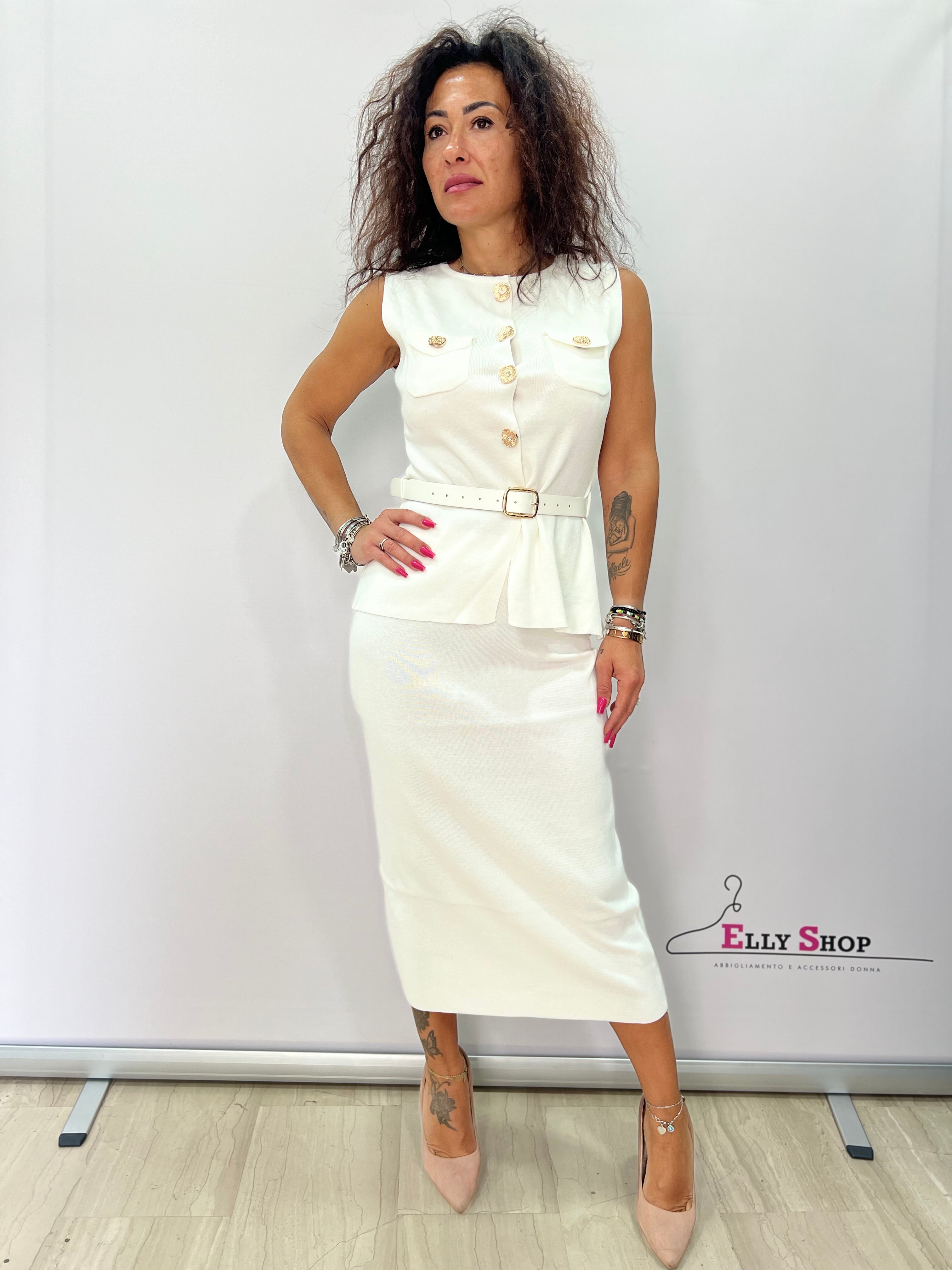 Completo Clara donna con gonna midi elegante