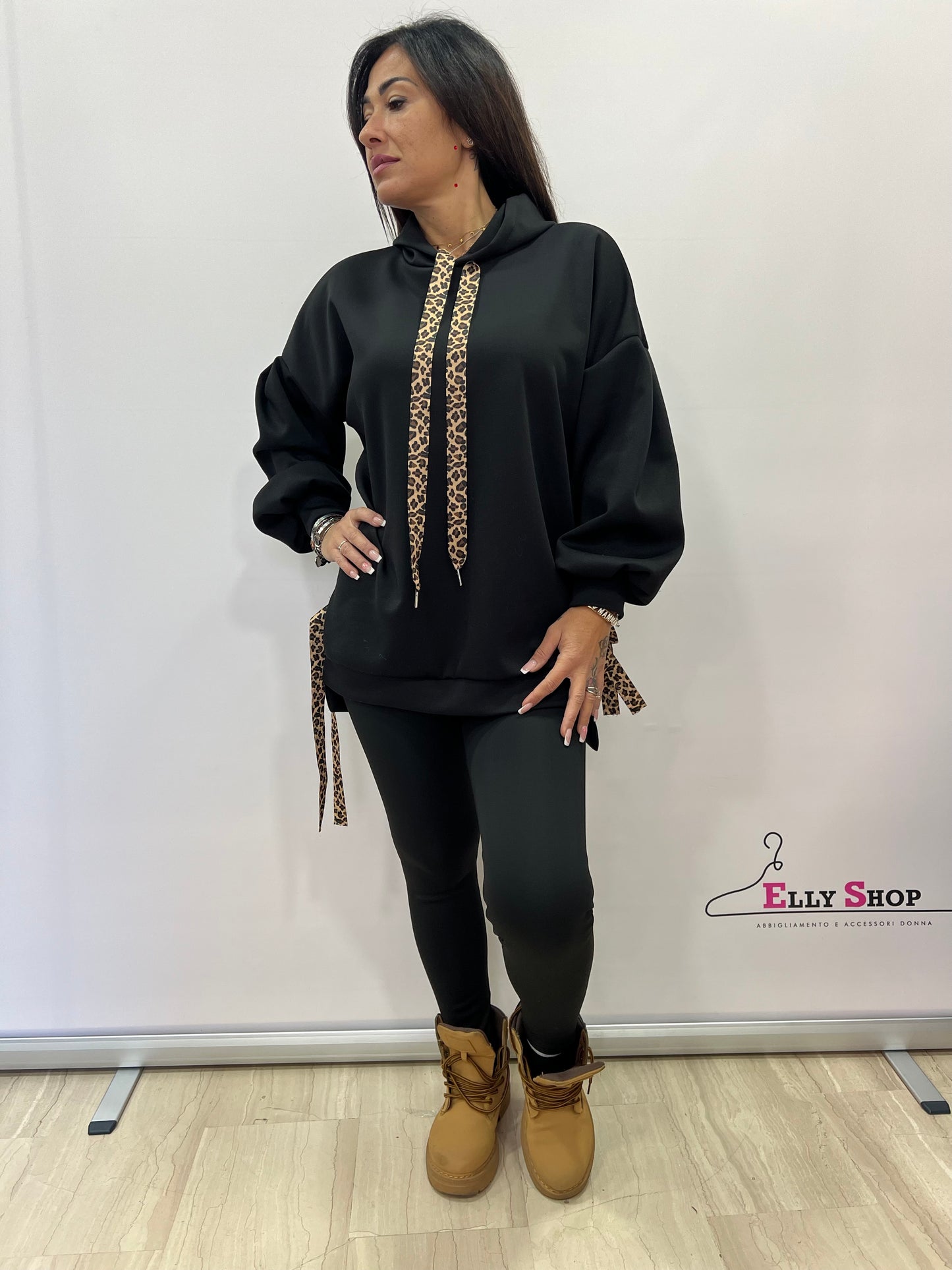 Completo felpa oversize con leggings donna