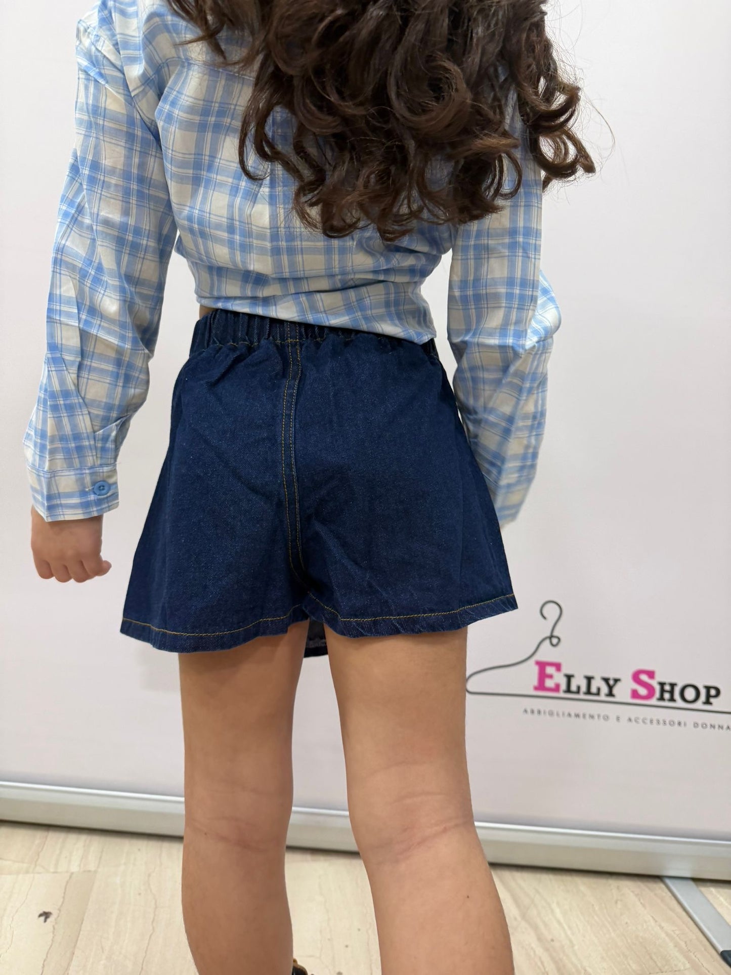 Pantagonna denim bambina con bottoni