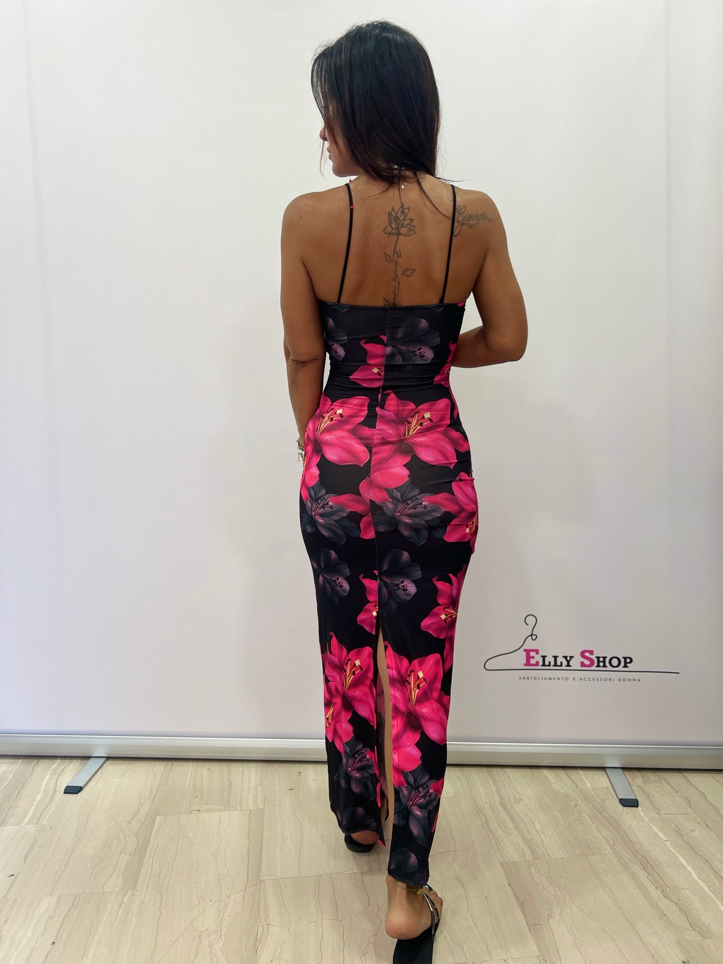 Abito lungo estivo donna a fiori con spalline sottili – Taglia unica