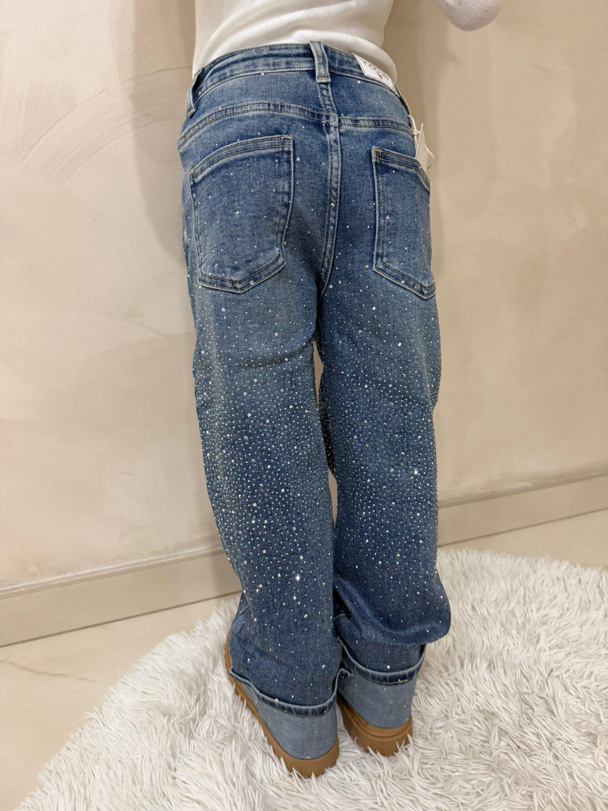 Jeans bambina con strass gamba ampia art.z47