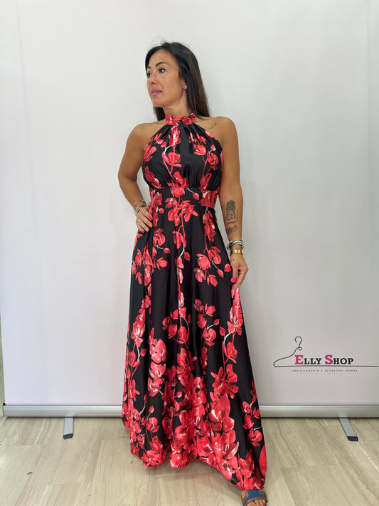 Elegantes Neckholder-Maxikleid mit Blumenmuster – erhältlich in mehreren Farben, Einheitsgröße bis XL 