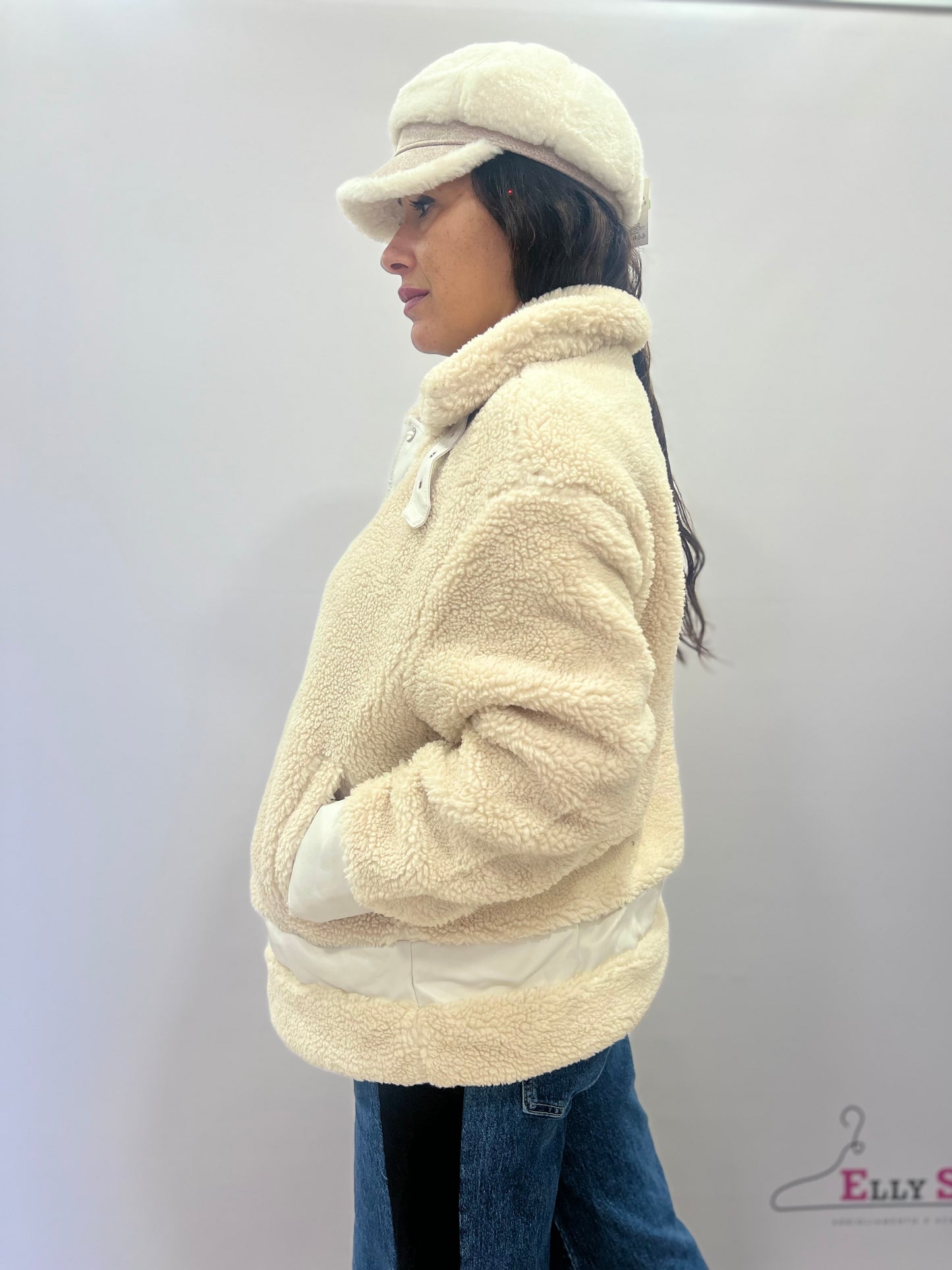 Giacca teddy donna con ecopelle montone