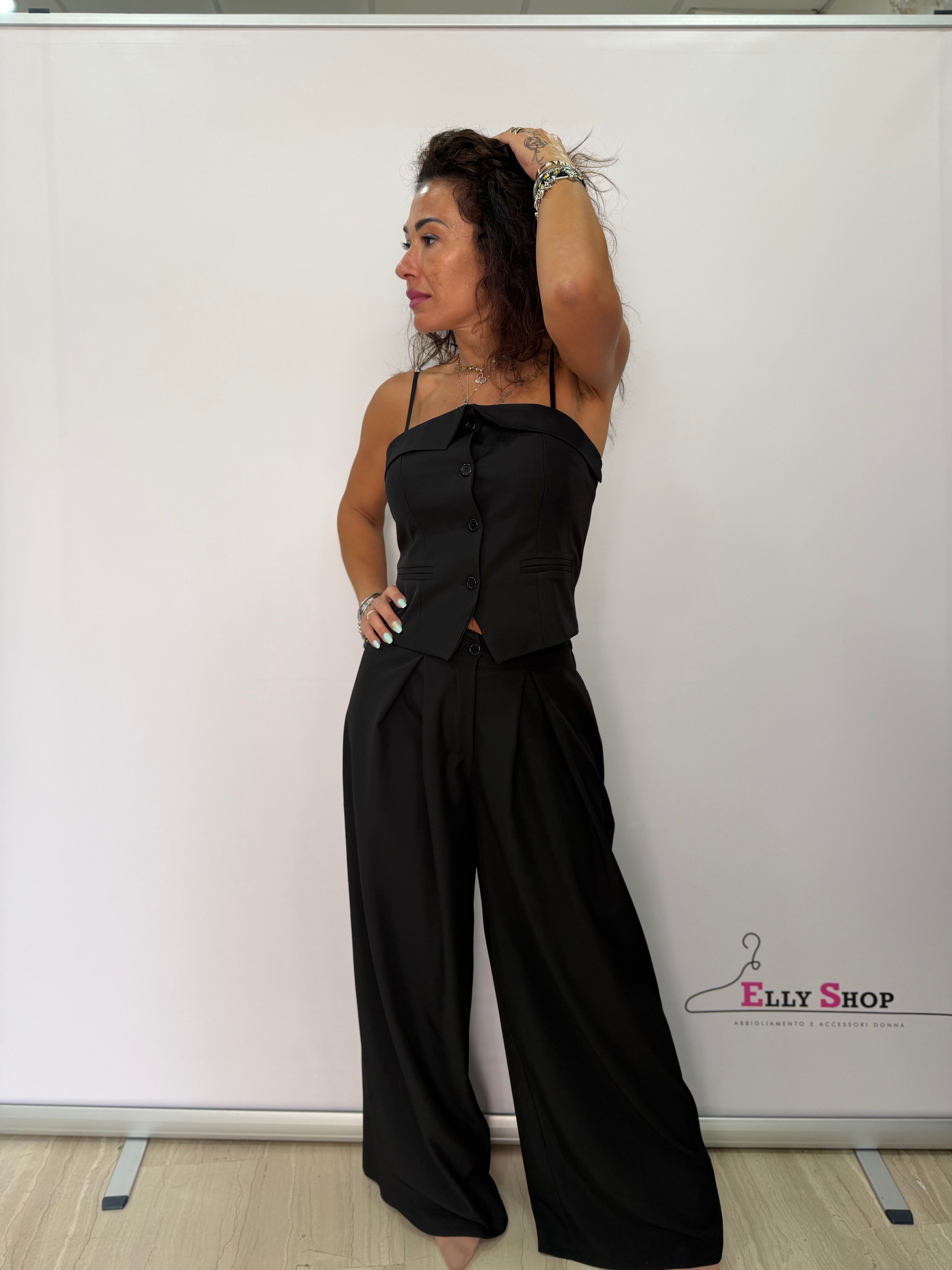 Completo Jennifer donna gilet e pantalone palazzo