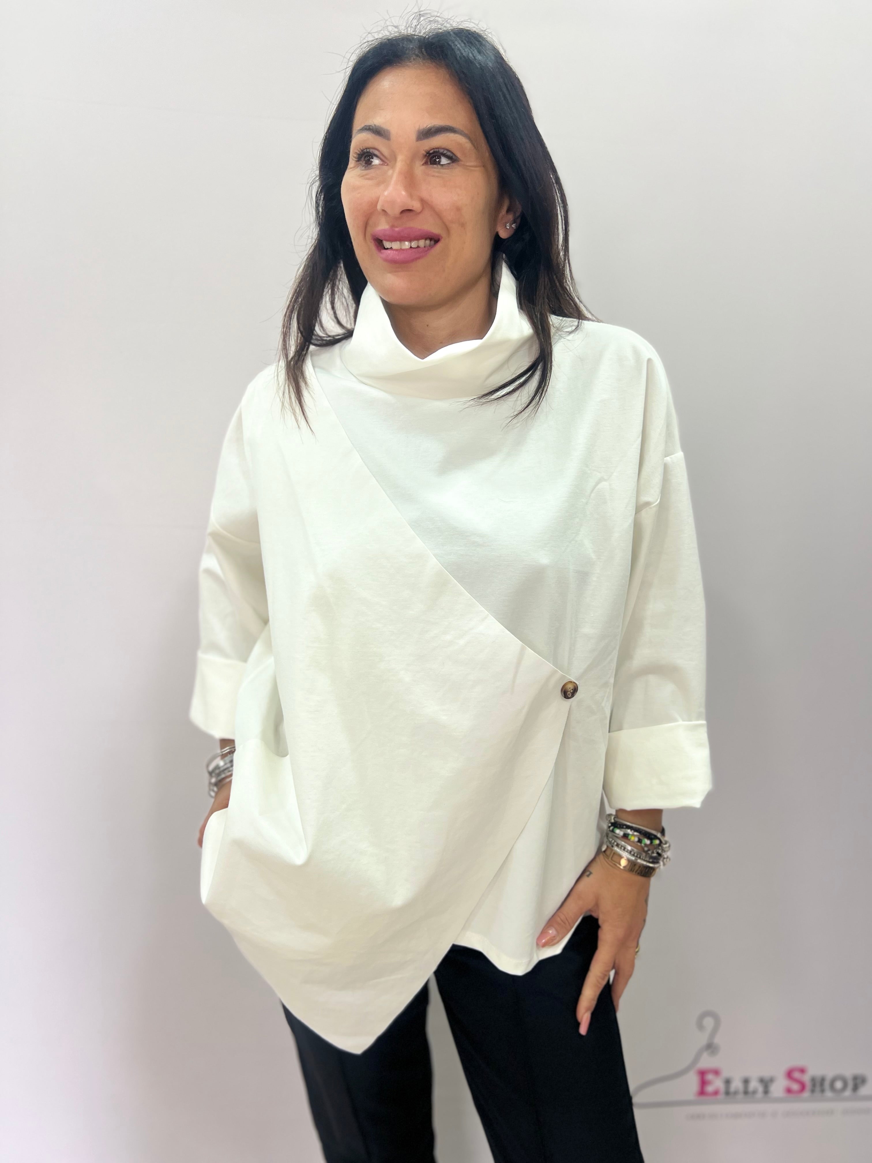 Blusa oversize asimmetrica elegante donna
