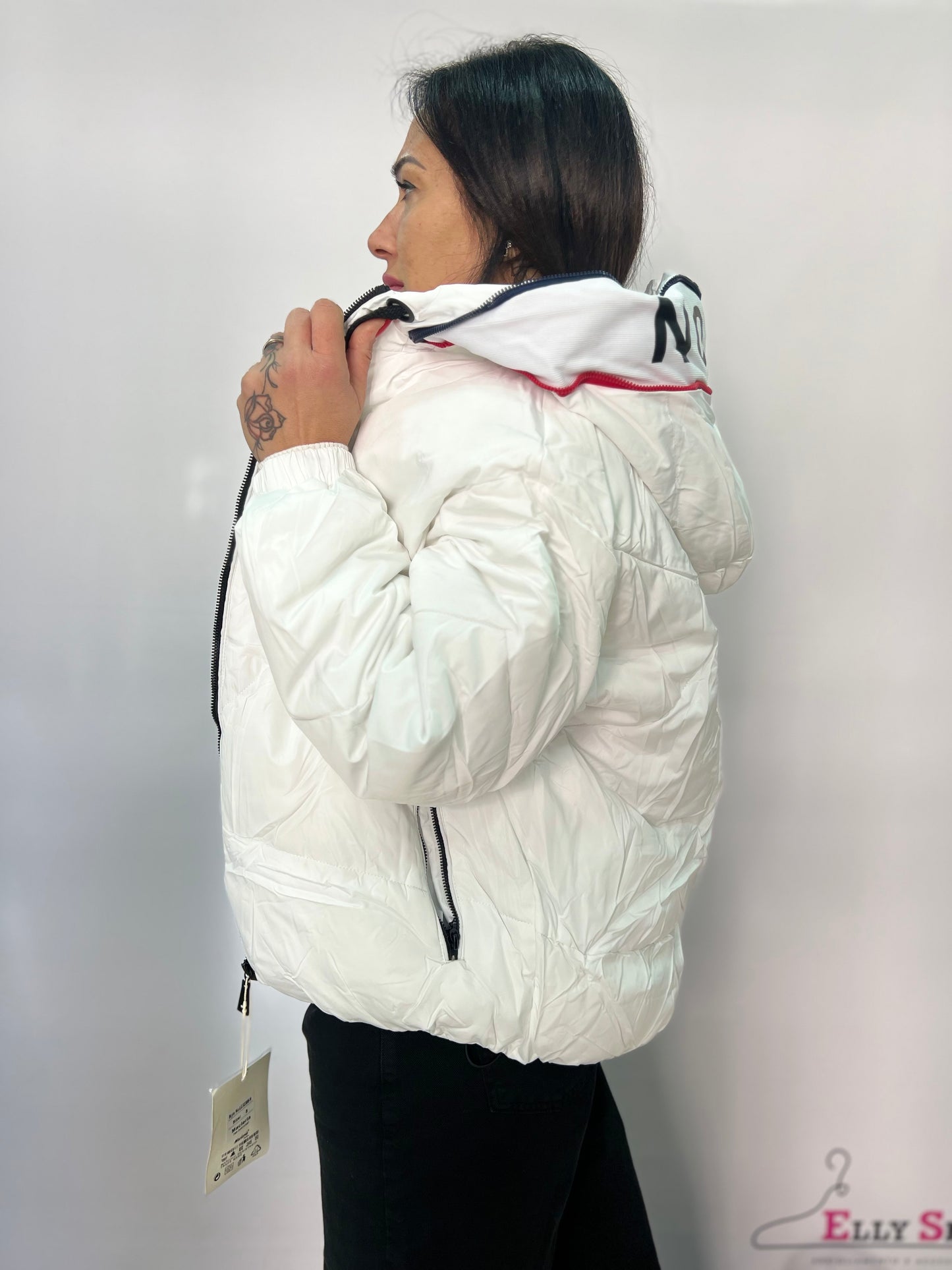 Giubbotto imbottito donna con cappuccio bianco