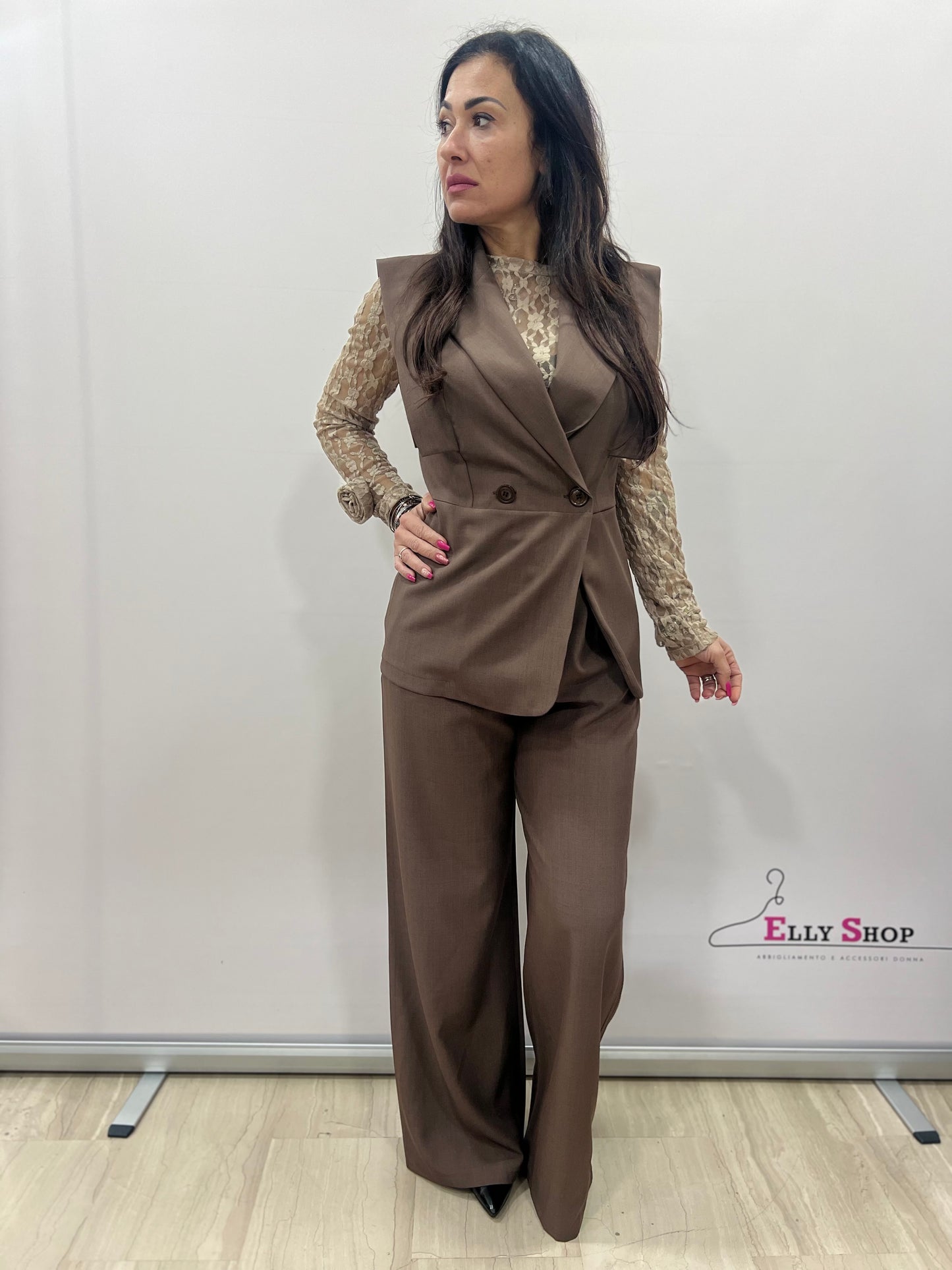 Completo donna elegante gilet e palazzo
