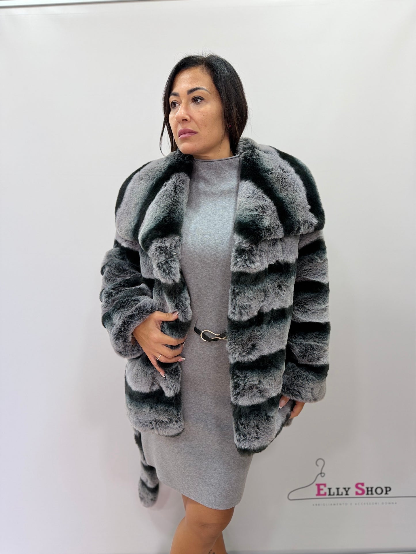 Giacca pelliccia sintetica donna elegante