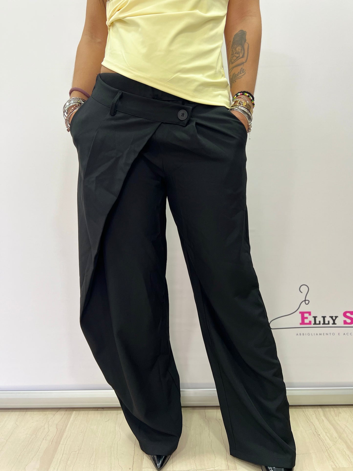 Pantalone palazzo donna elegante incrociato