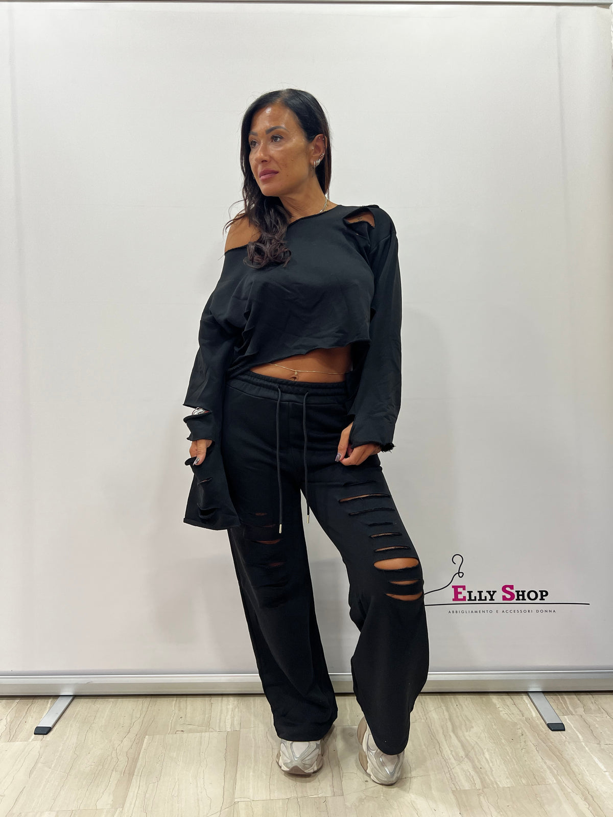 Completo Donna Destroyed Urban con Pantalone Palazzo