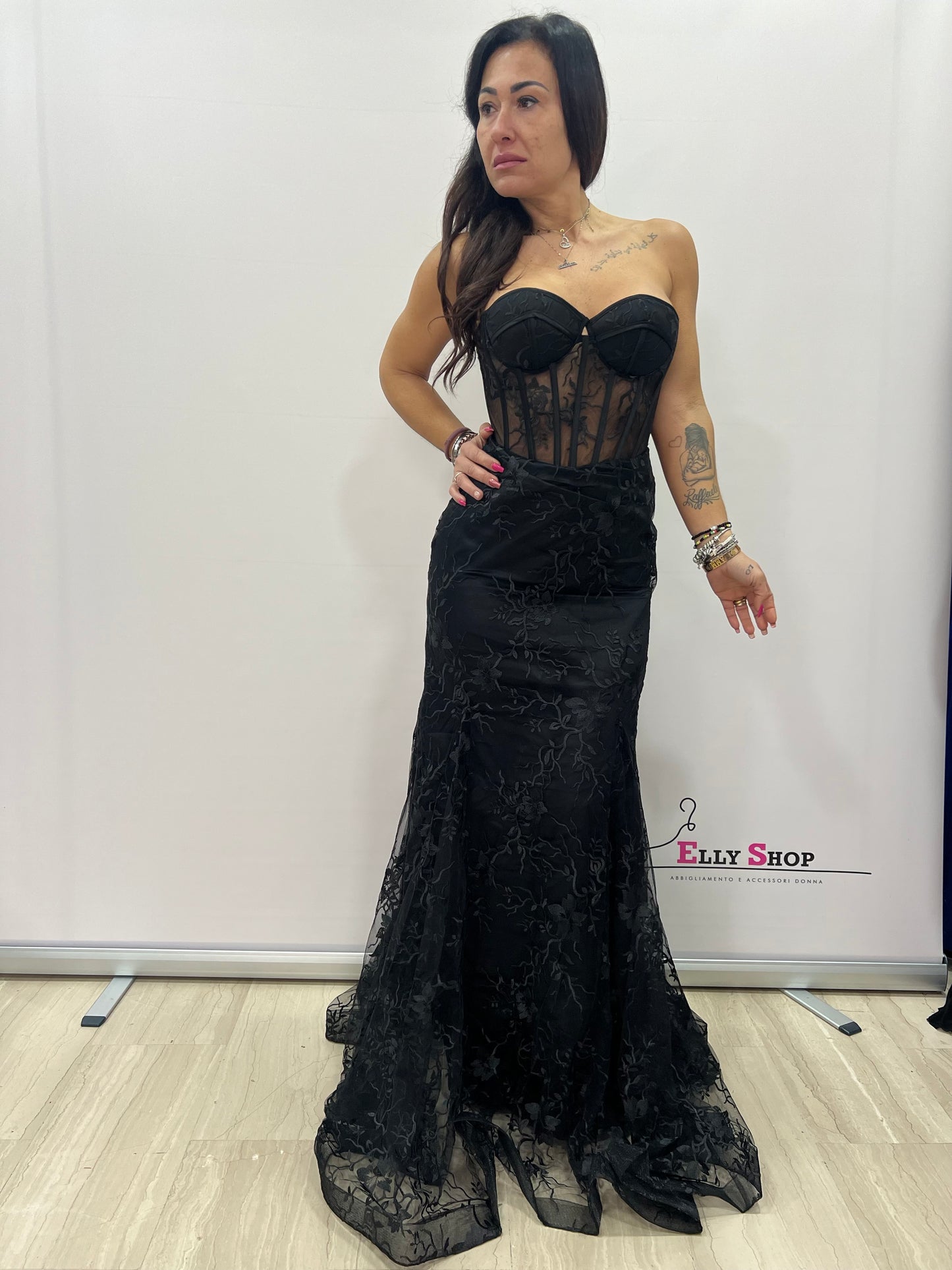 Abito lungo sirena con corsetto elegante