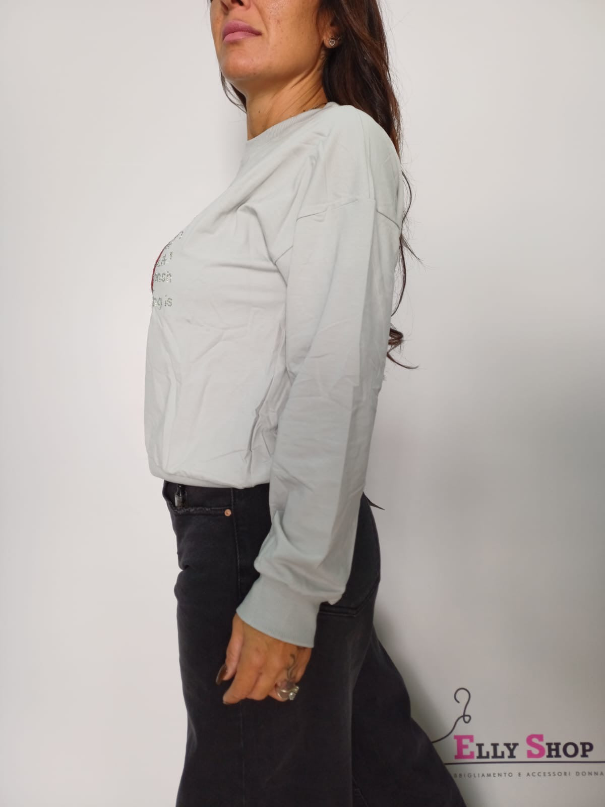 Felpa donna cuori glitterati casual