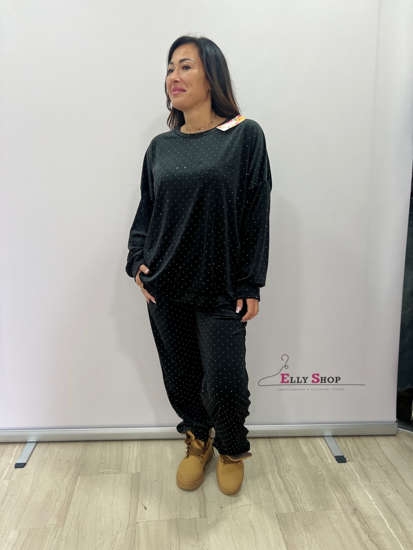 Completo loungewear con brillantini donna curvy