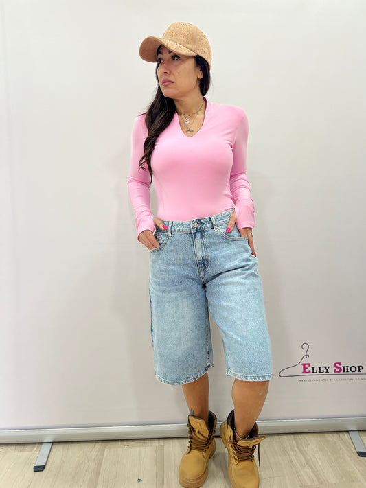 Bermuda donna denim con tasche gioiello