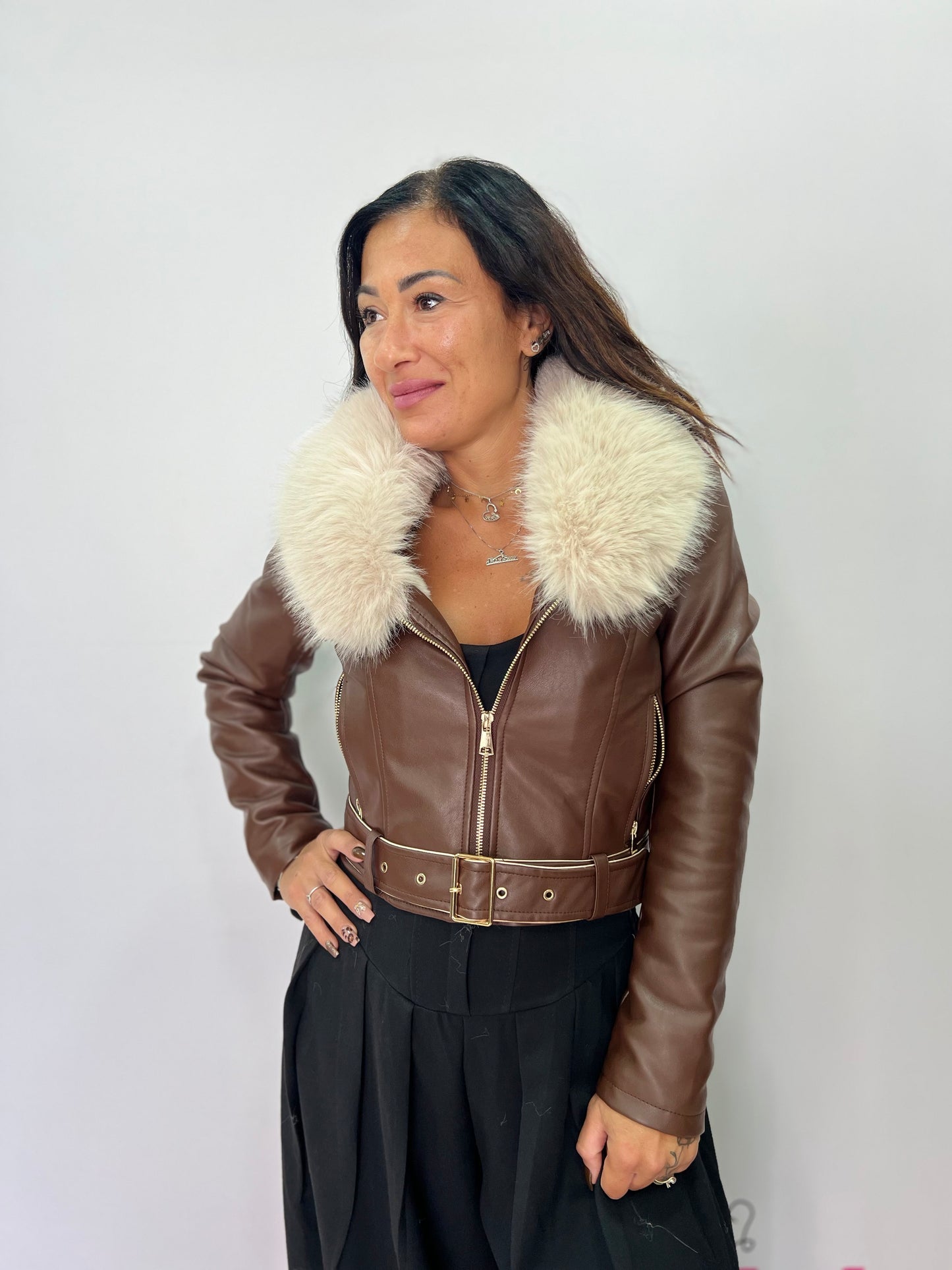 Chiodo donna con pelliccia removibile