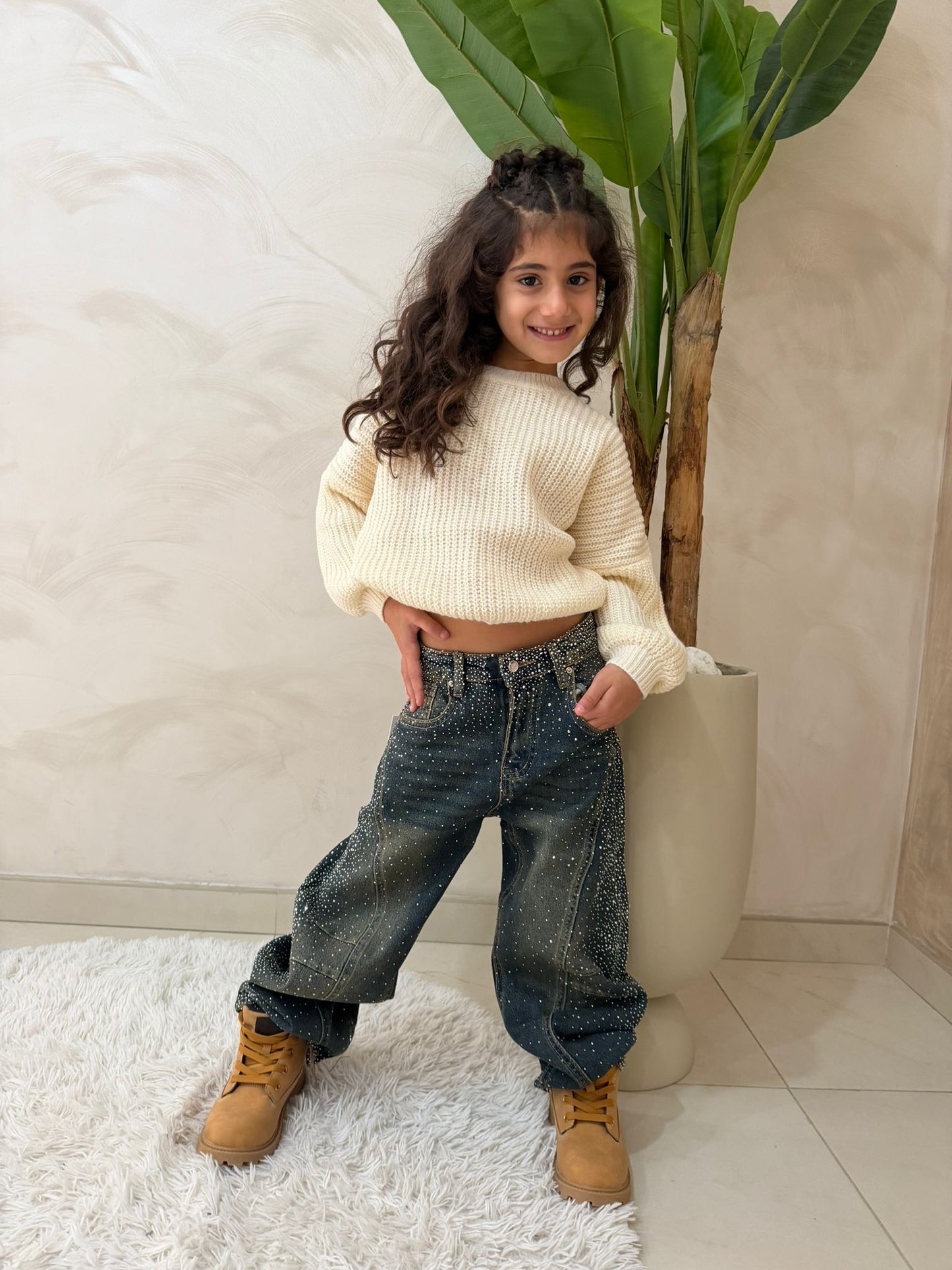 Jeans bambina con strass balloon