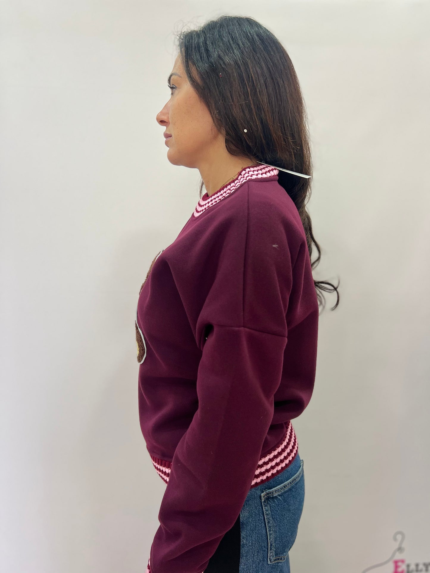 Felpa donna orsetto ricamata