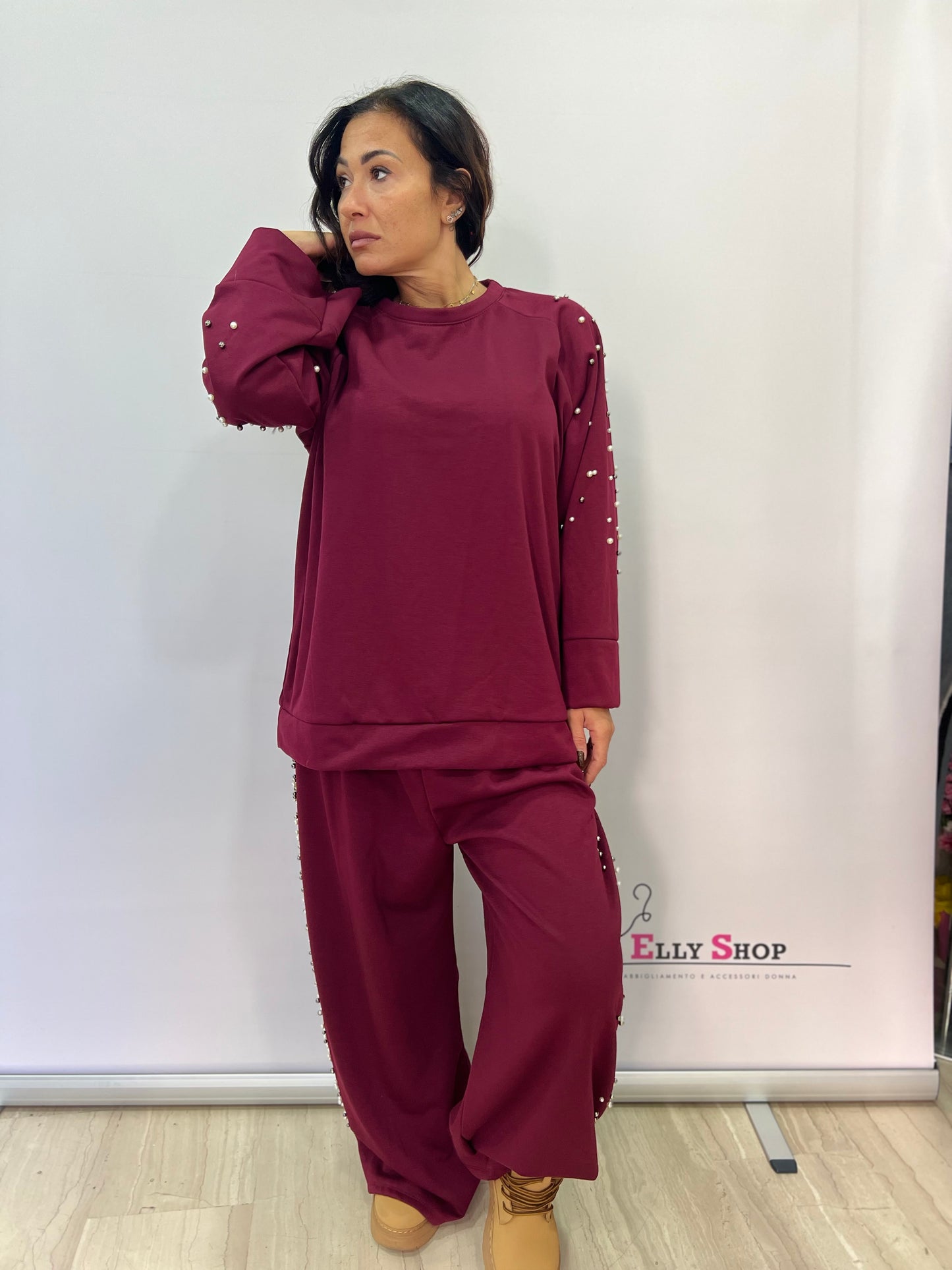 Completo curvy donna con perle decorative