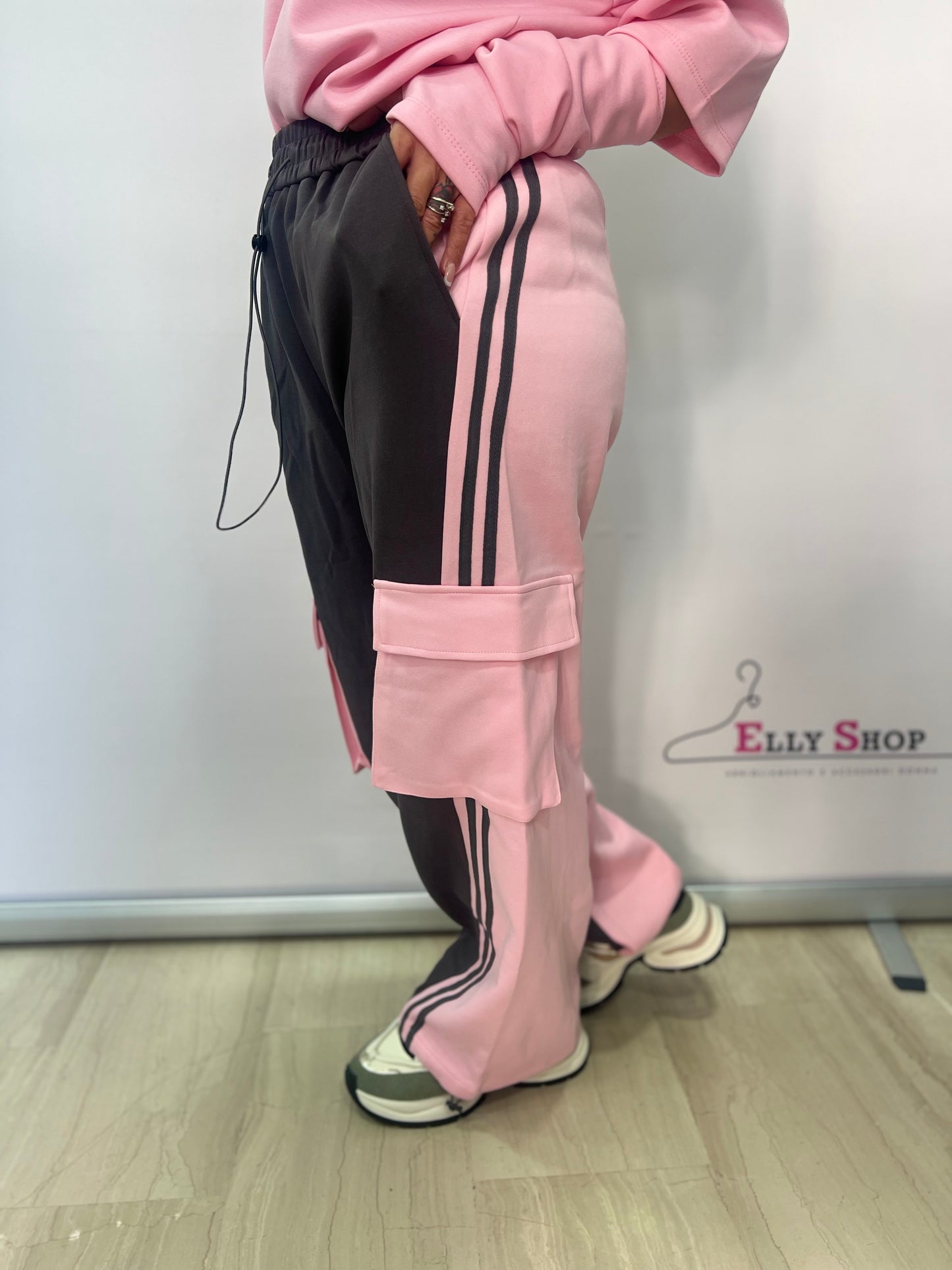 Pantalone cargo donna bicolor sportivo