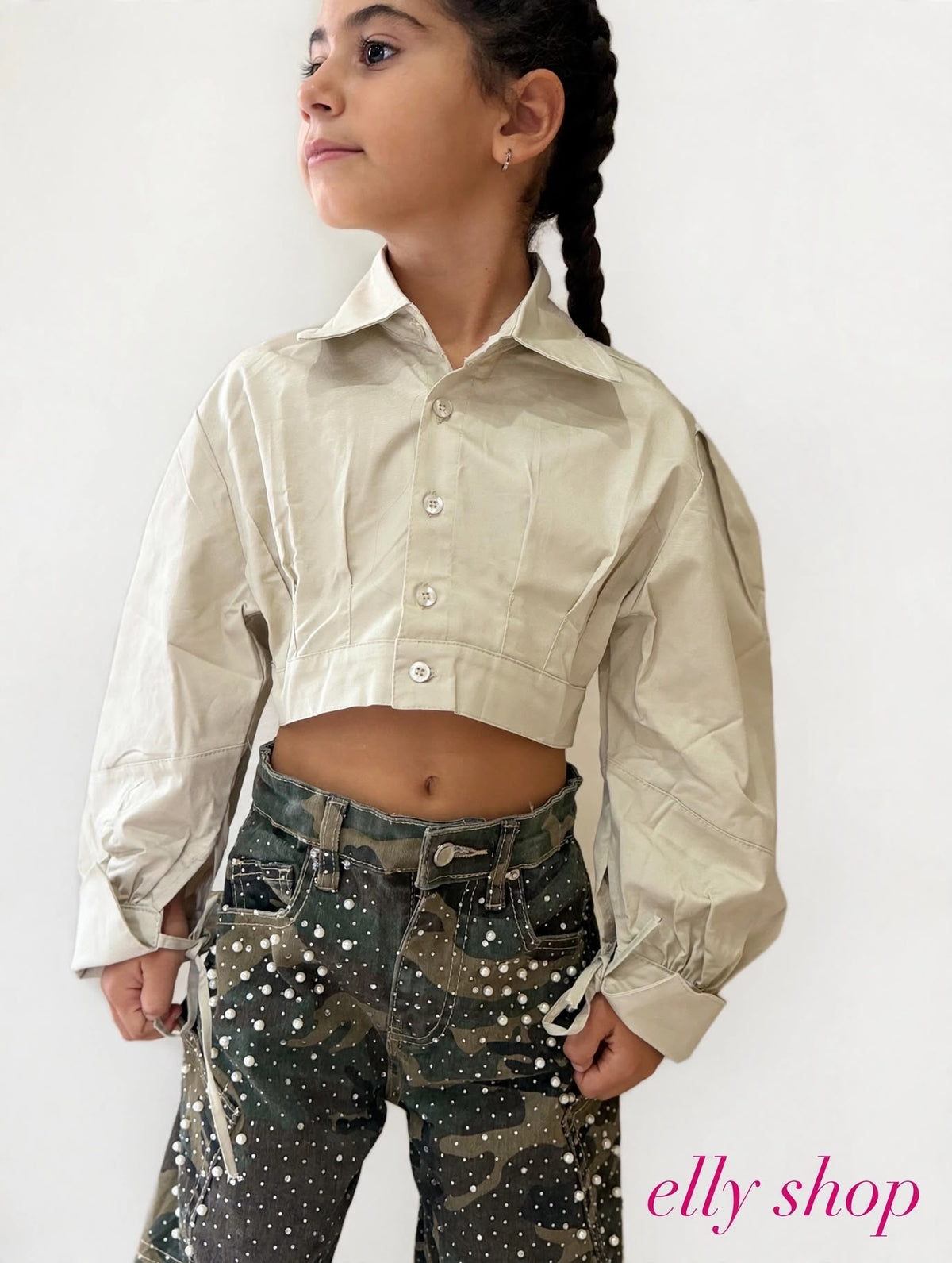 Camicia Crop Bambina Manica Lunga – 4/14 Anni