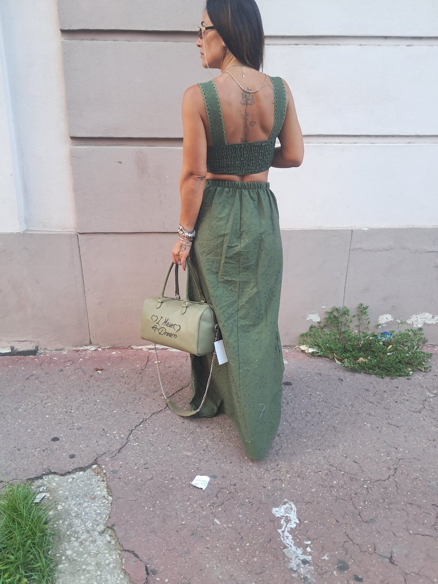 Completo Traforato Crop Top Gonna Lunga SANGALLO
