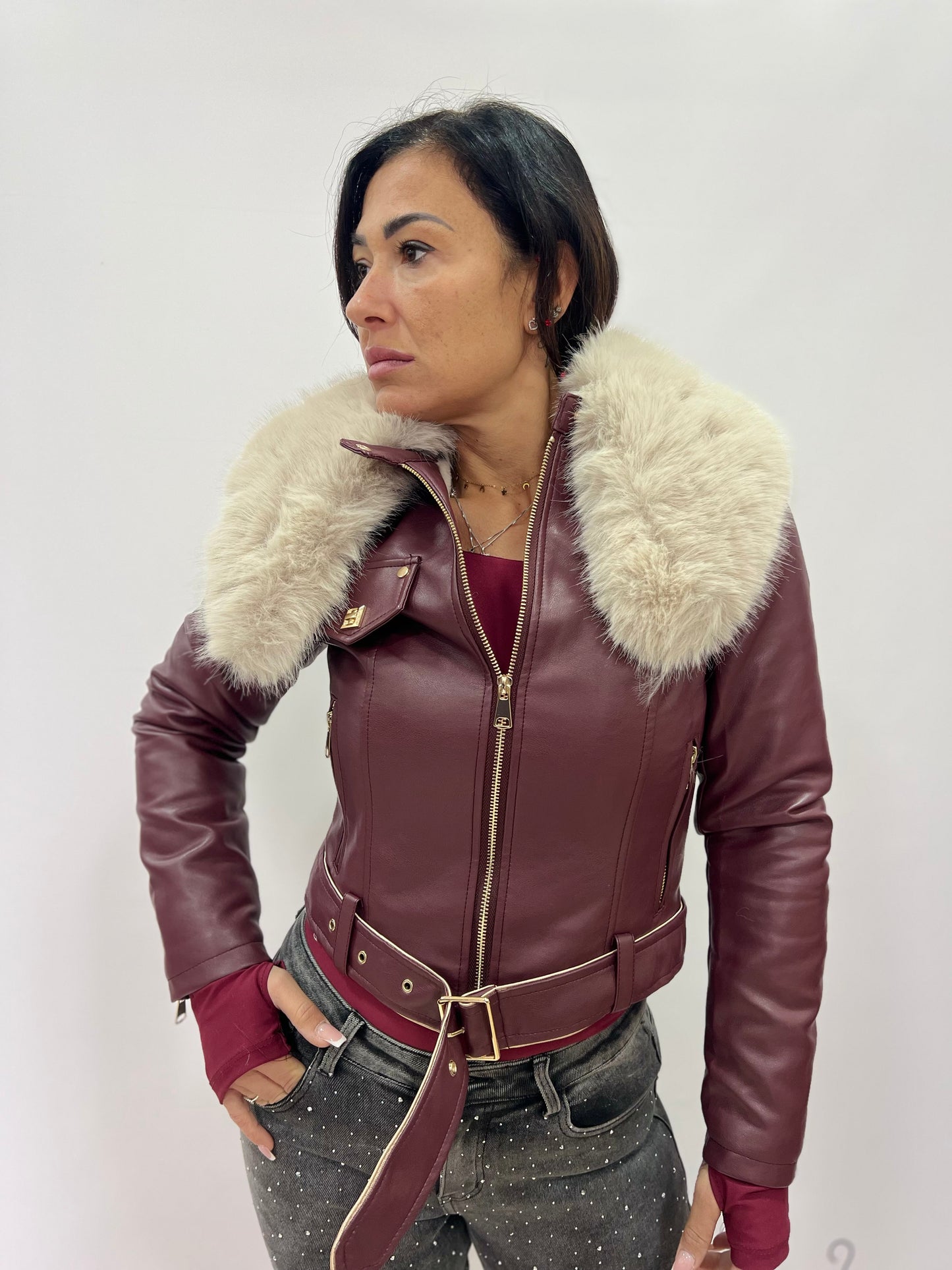 Chiodo donna con pelliccia removibile