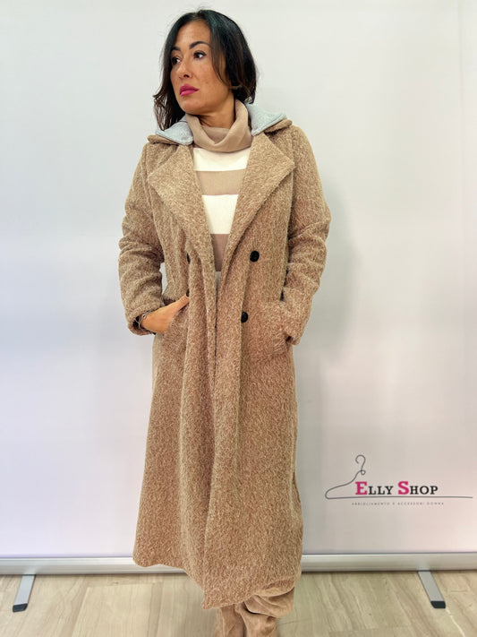 Cappotto lungo donna con cappuccio interno removibile