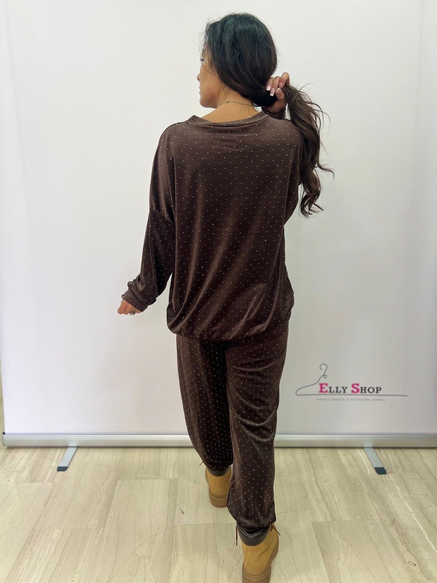 Completo loungewear con brillantini donna curvy