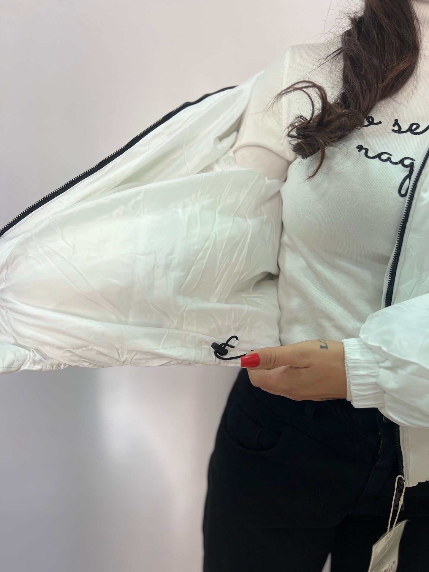 Giubbotto imbottito donna con cappuccio bianco