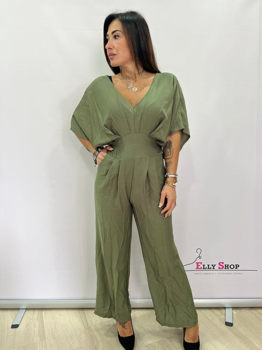 Tuta Intera Elegante Donna Scollo a V - Taglia Unica fino a L, Disponibile in Nero, Verde, Blu e Giallo