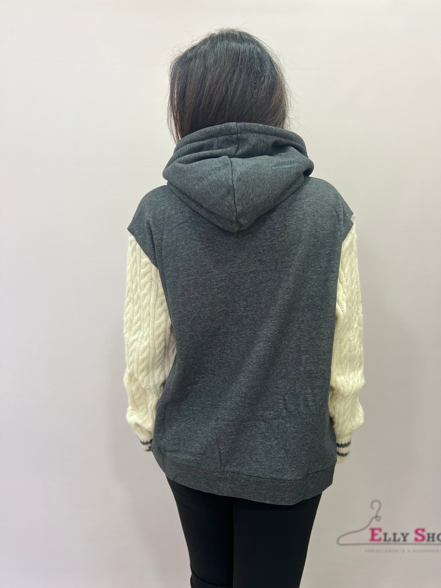 Felpa oversize donna con cappuccio e stampa