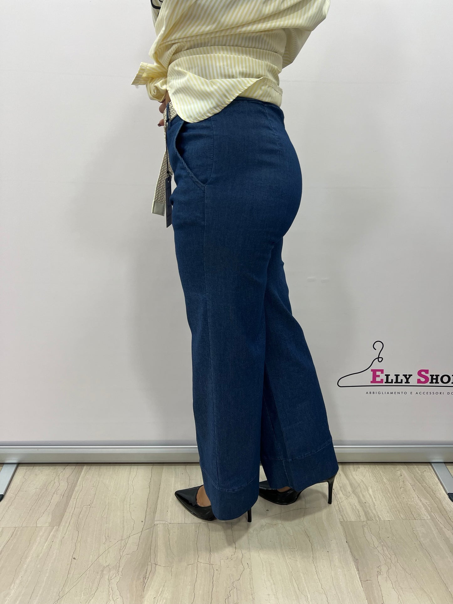 Pantaloni palazzo donna effetto denim