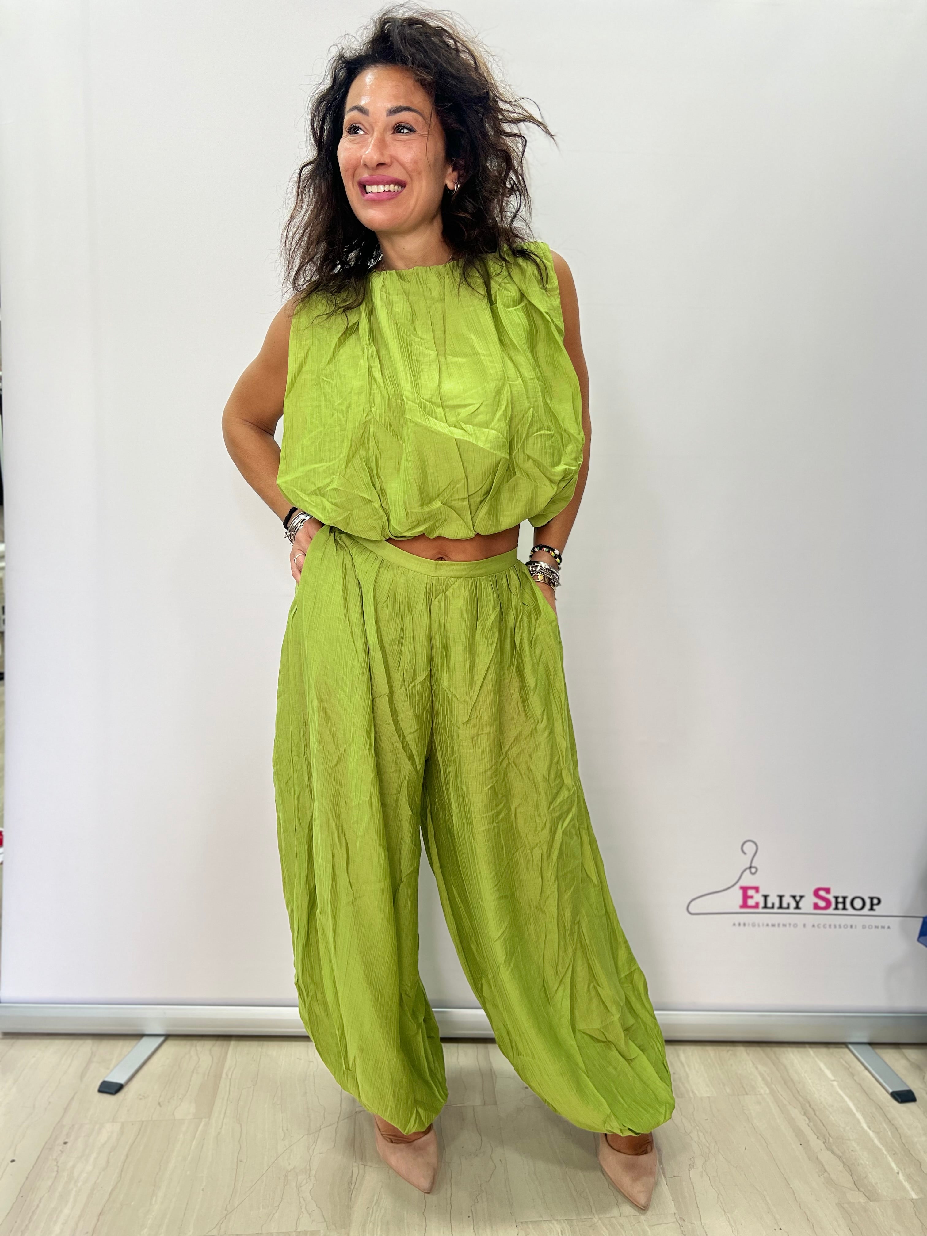 Completo Aurora donna crop e pantalone ampio estivo