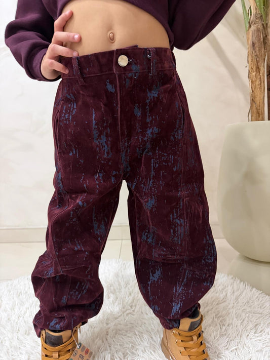Pantaloni bordeaux bambina ampi
