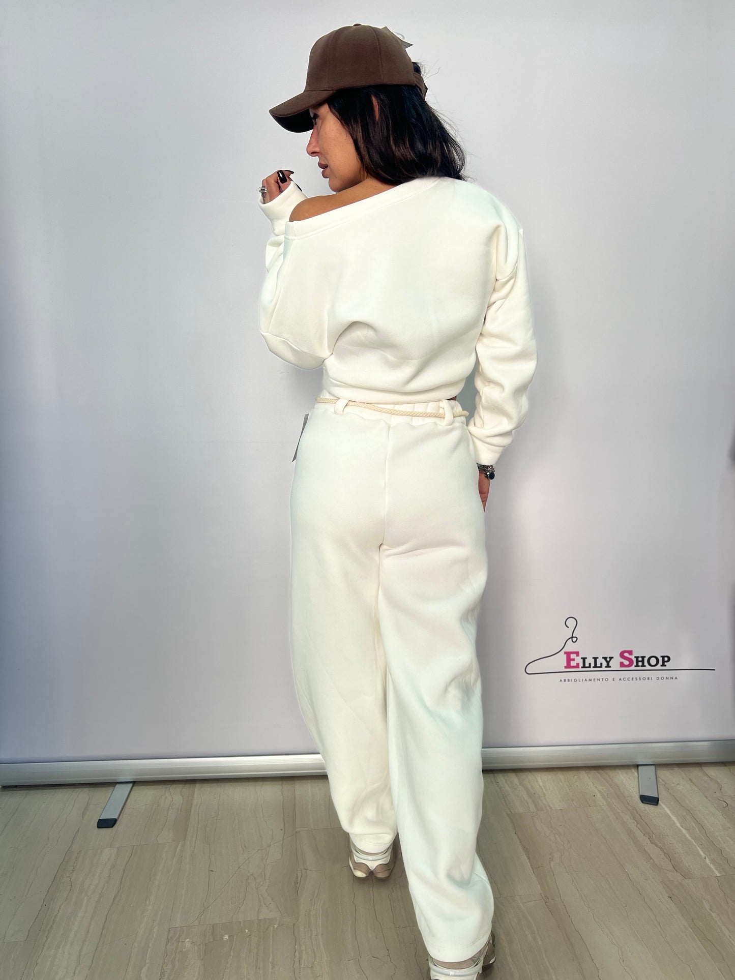 Completo tuta donna felpa crop e pantalone jogging