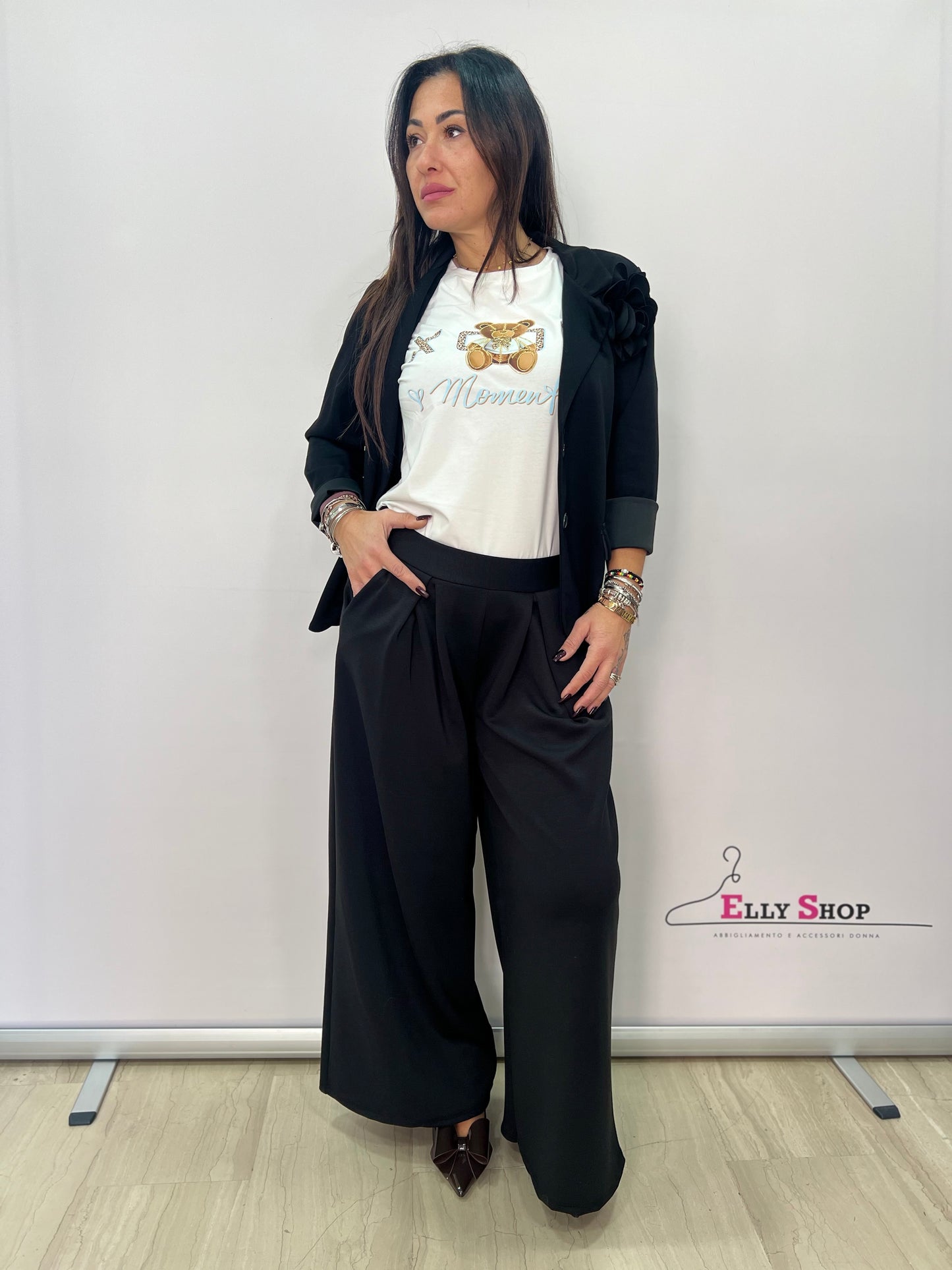 Completo donna elegante giacca e pantalone palazzo