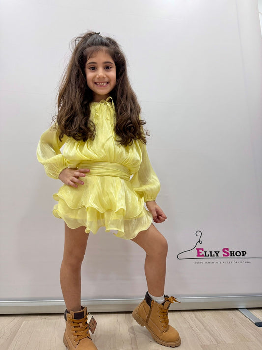 Vestito elegante bambina giallo con balze
