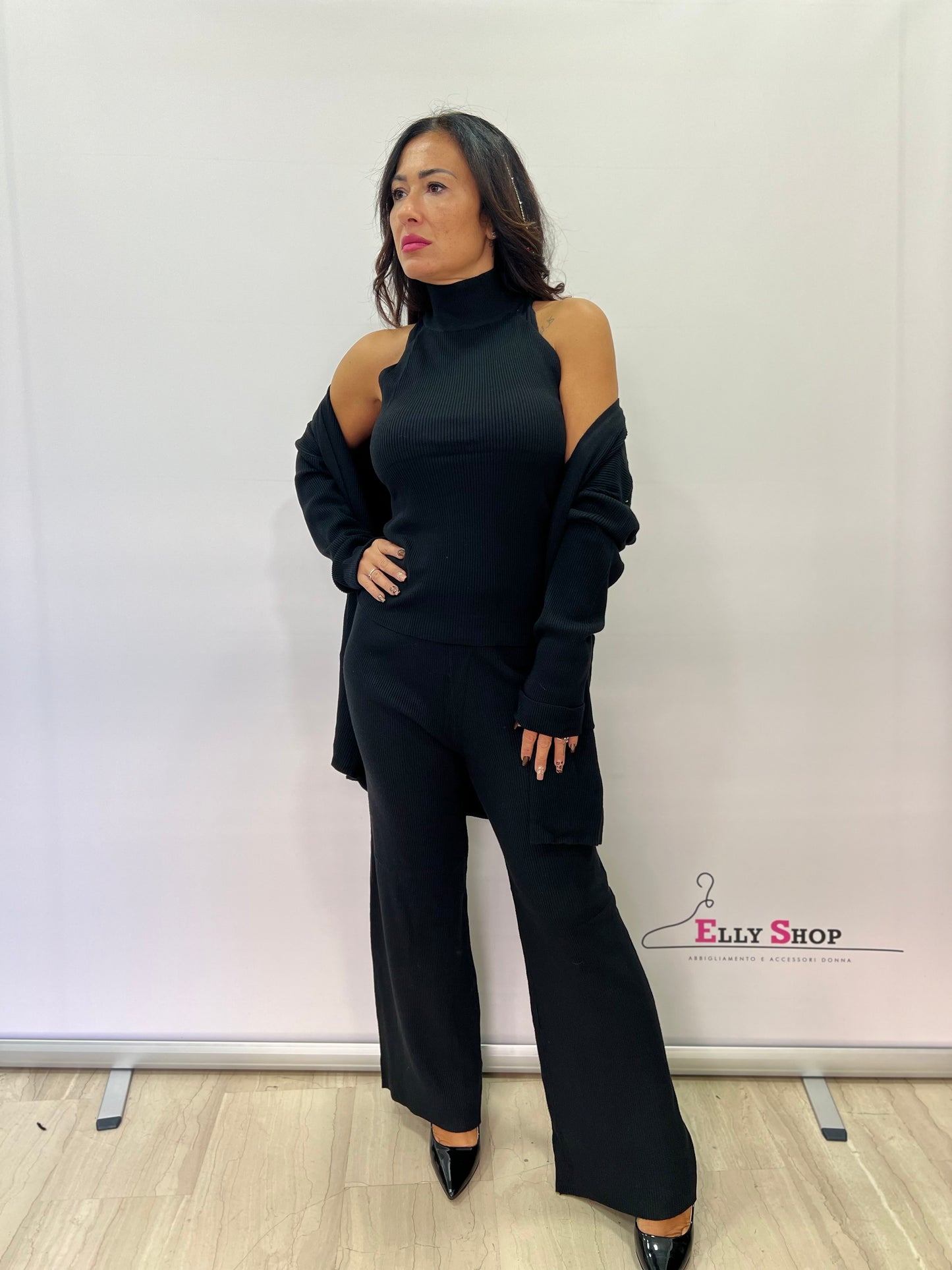 Completo donna 3 pezzi in maglia elegante