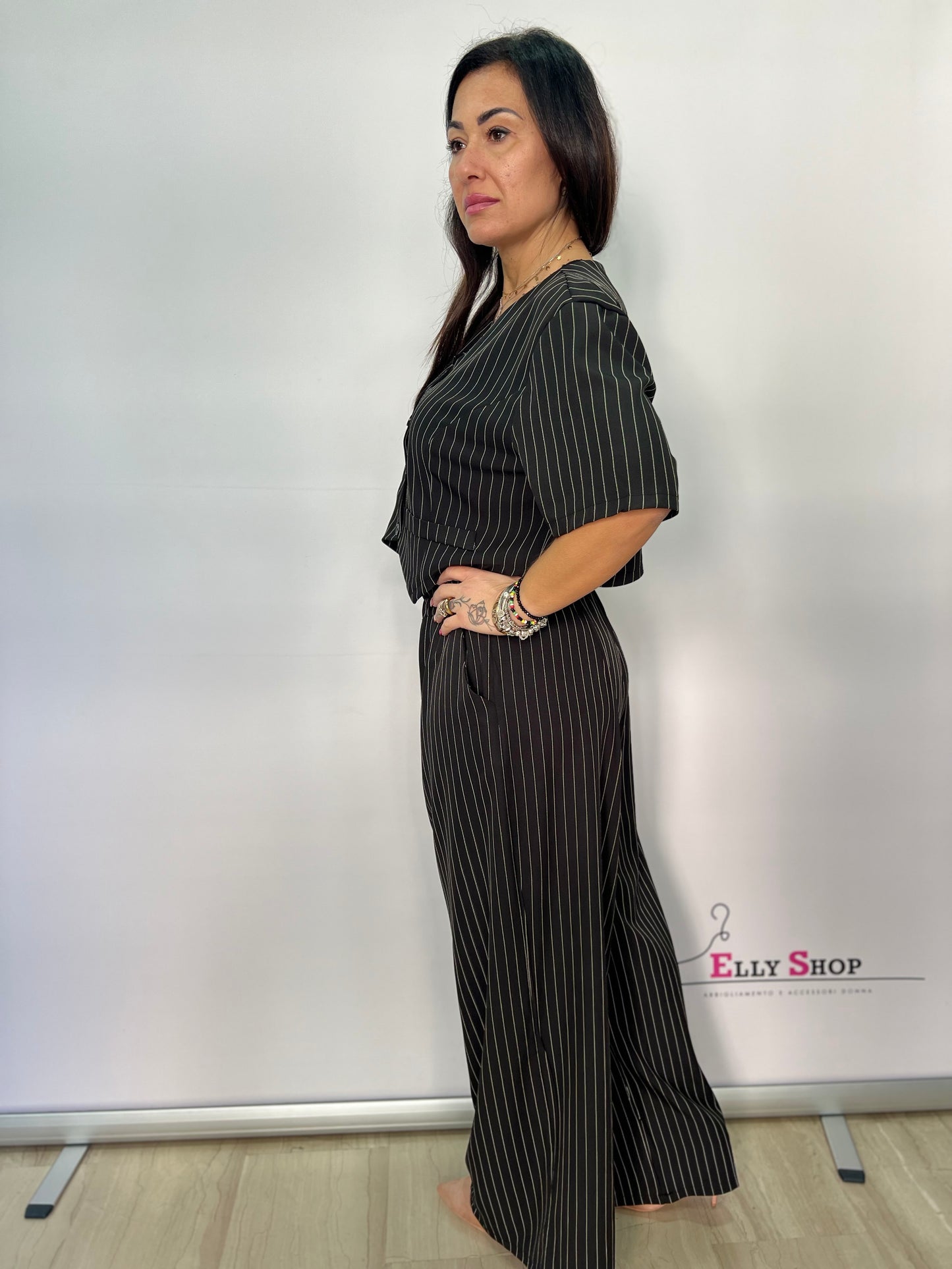 Completo donna gessato palazzo elegante curvy