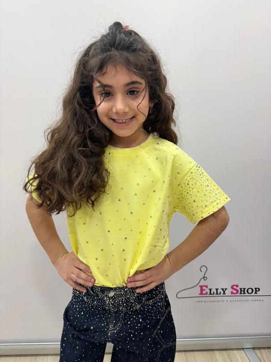 T-shirt bambina con strass luminosi