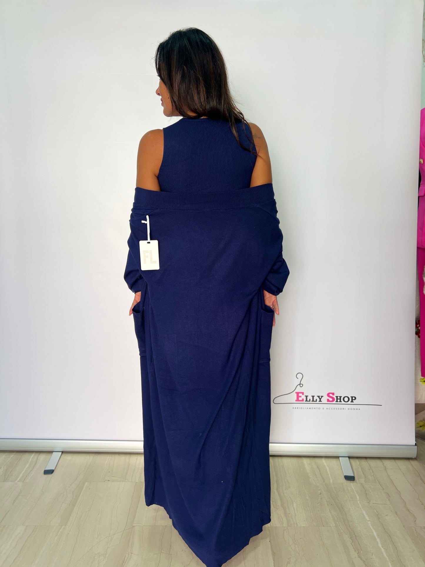 Vestito con Cardigan a Costine