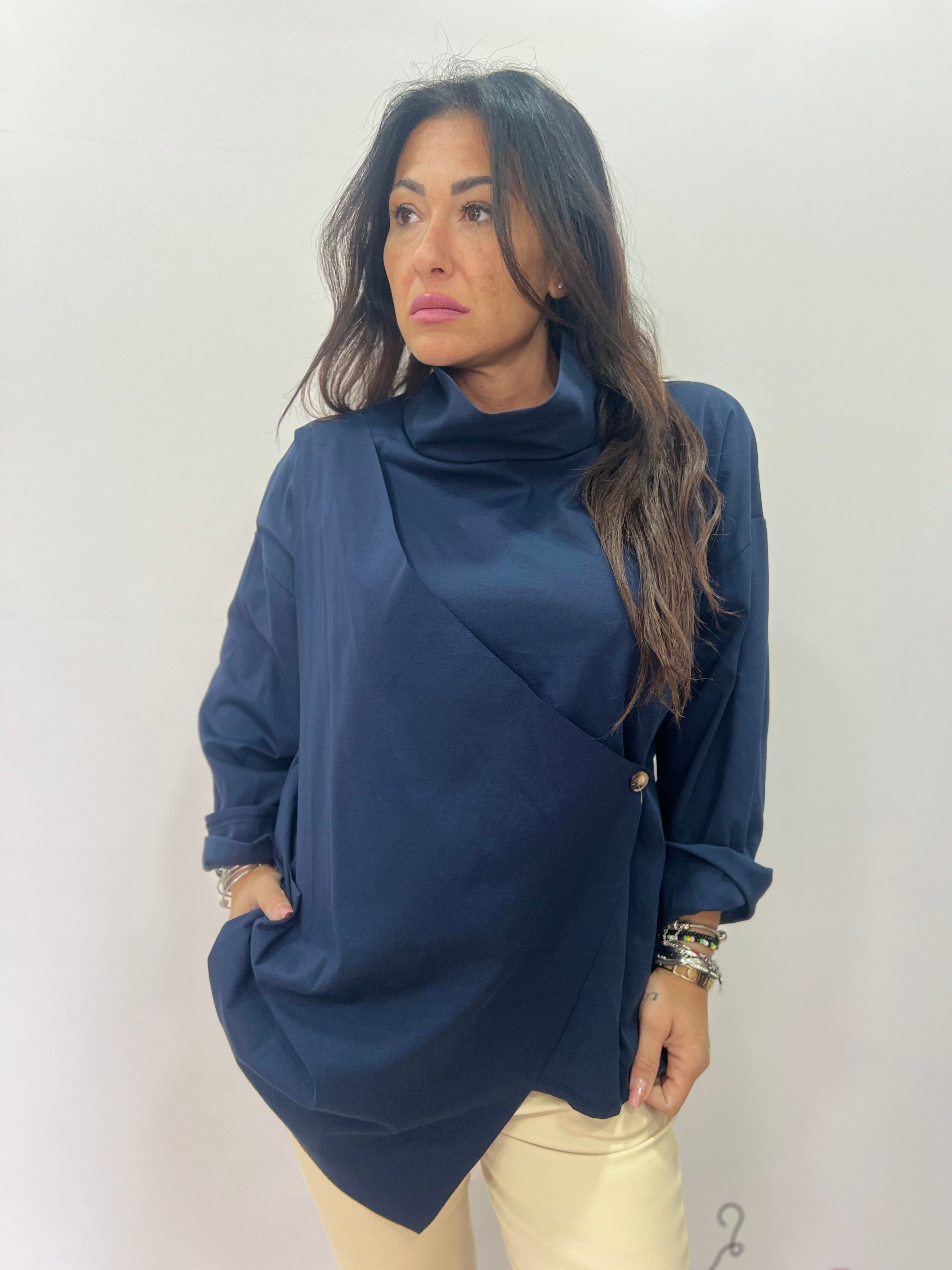 Blusa oversize asimmetrica elegante donna
