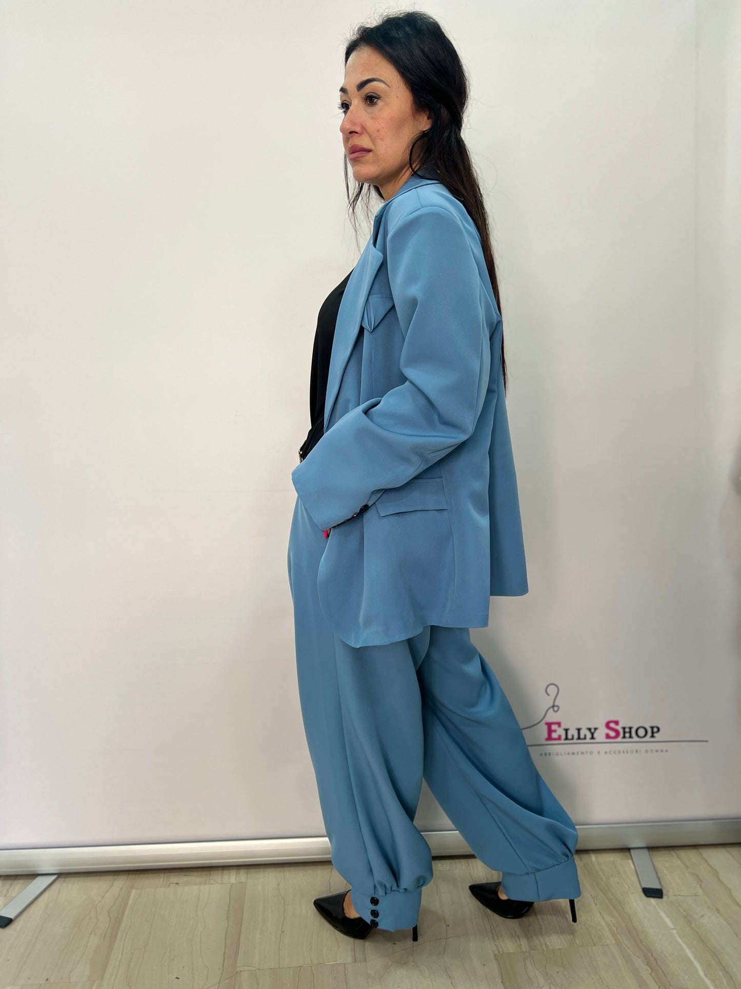 Tailleur curvy donna blazer e pantalone elegante