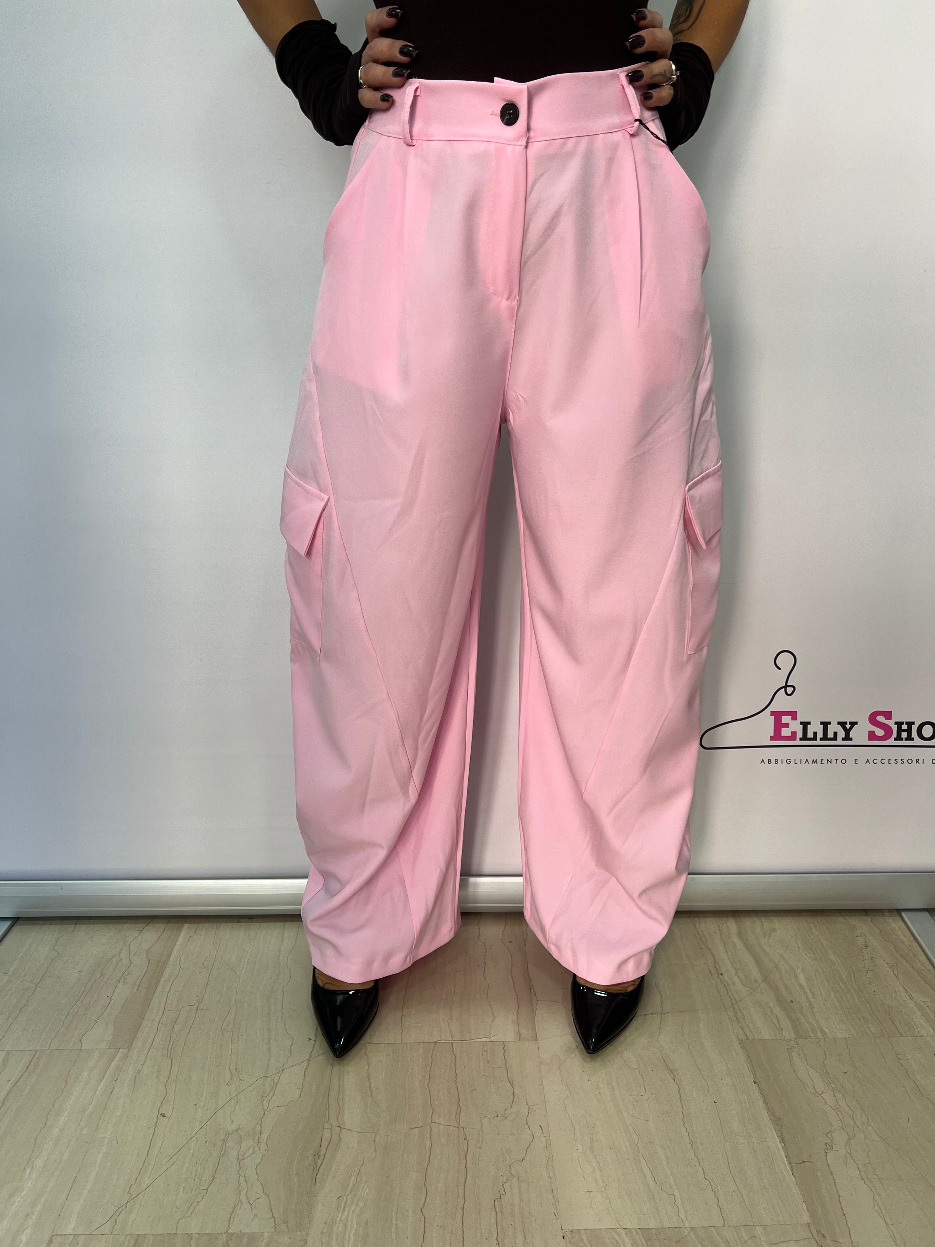 Pantalone cargo palazzo donna vita alta