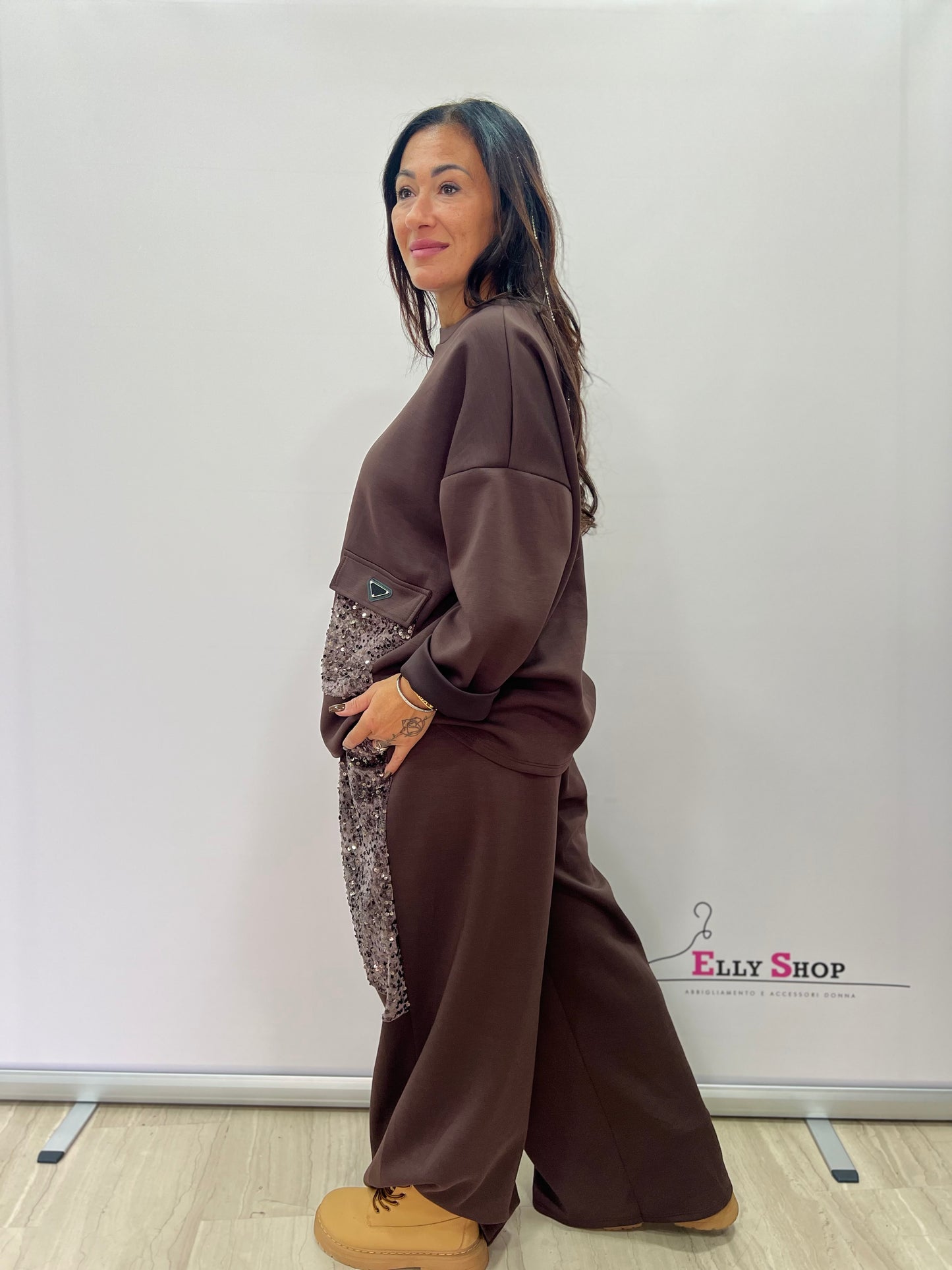 Completo curvy  con paillettes donna