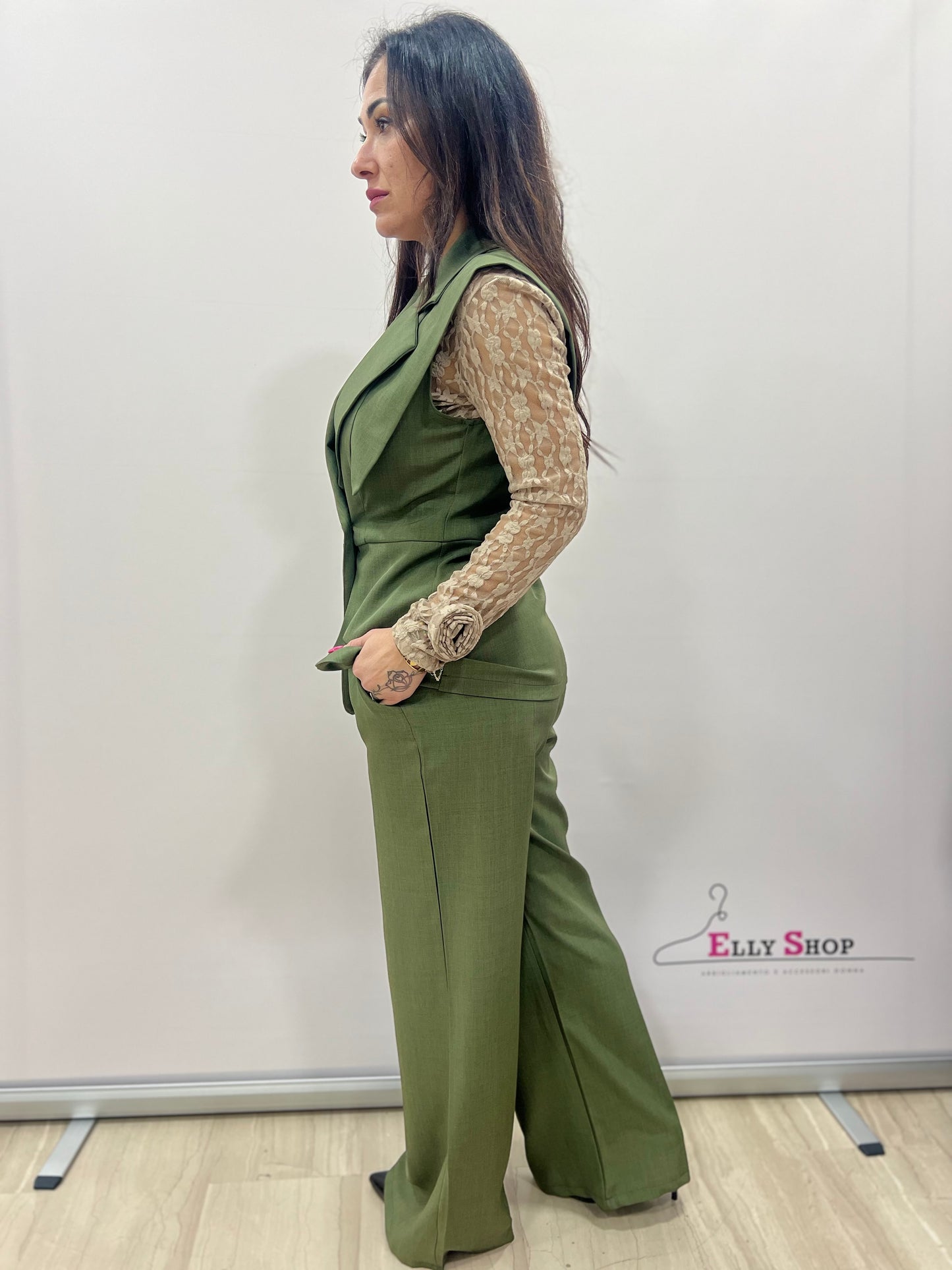 Completo donna elegante gilet e palazzo