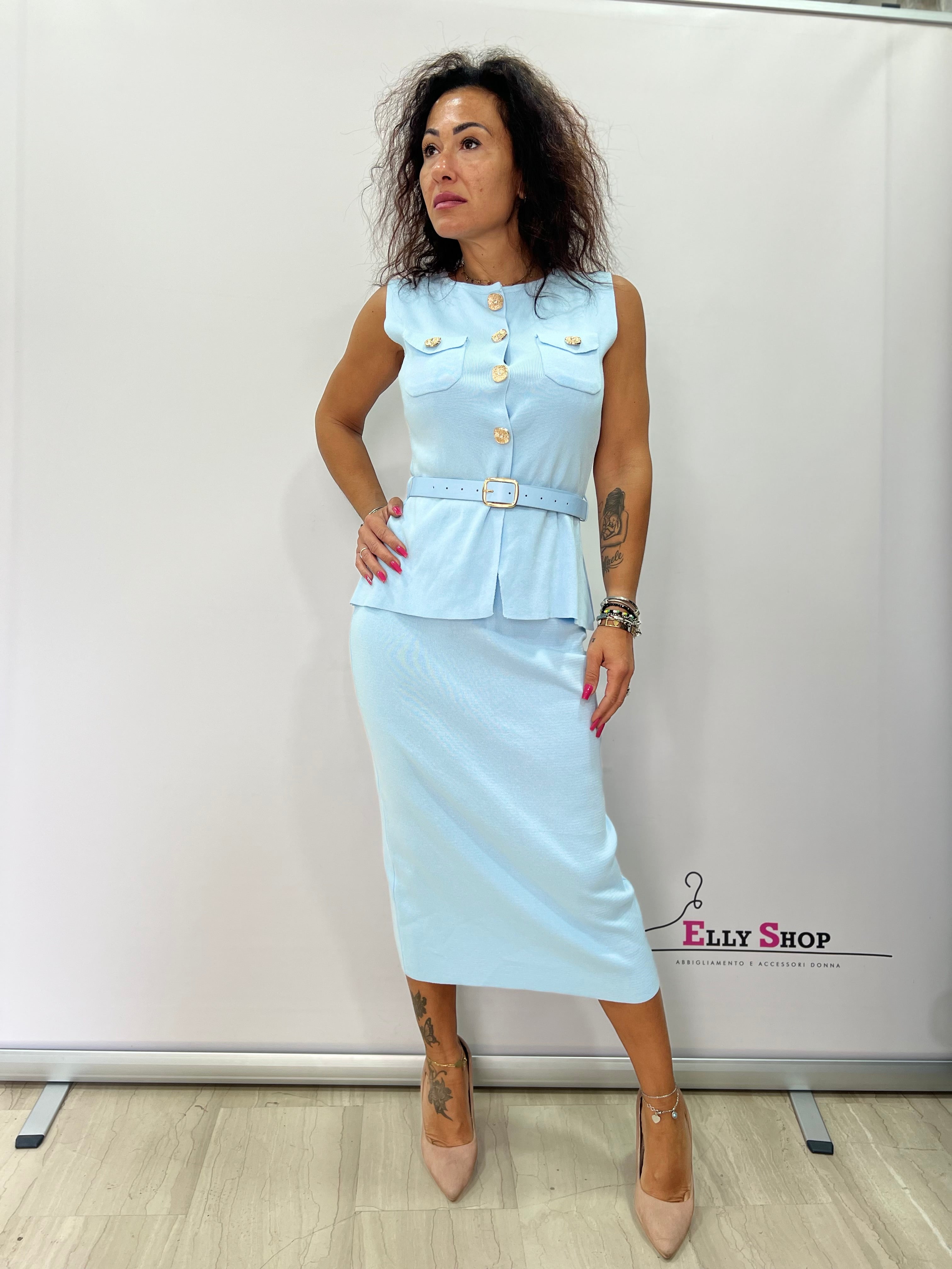Completo Clara donna con gonna midi elegante