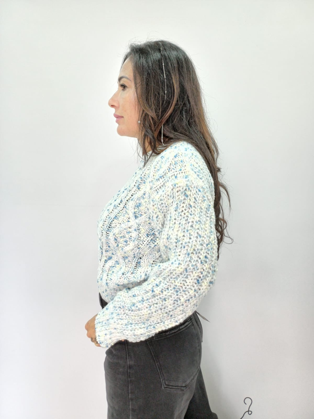 Maglione donna multicolor intrecciato