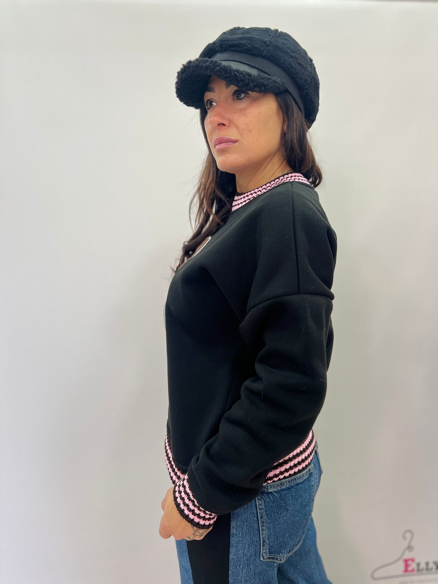 Felpa donna orsetto ricamata