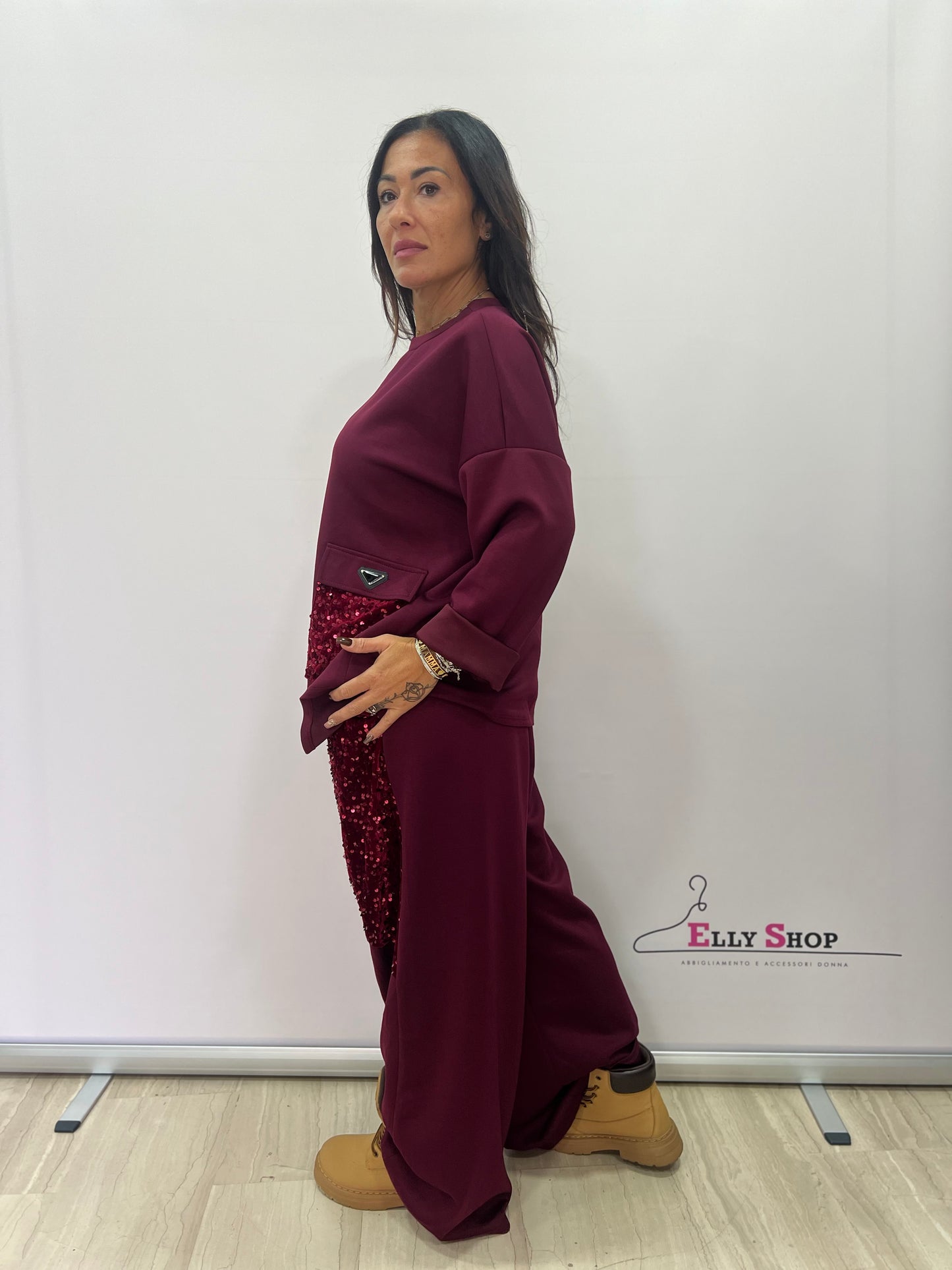 Completo curvy  con paillettes donna